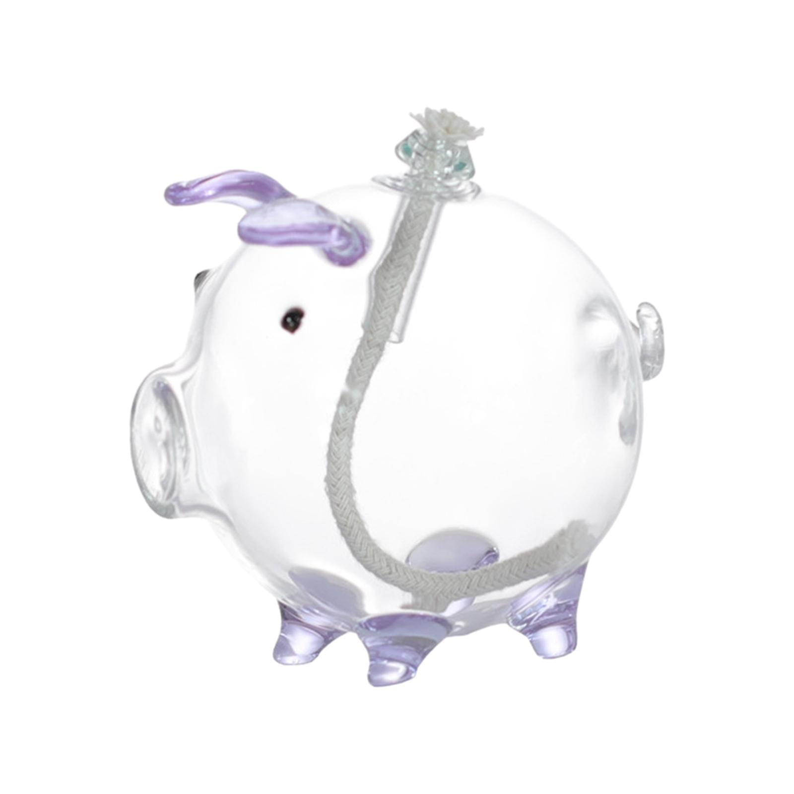 Cartoon Pig Glass Oil Lamp Party Oil Light for Home Decoration Desktop Decor Light Purple