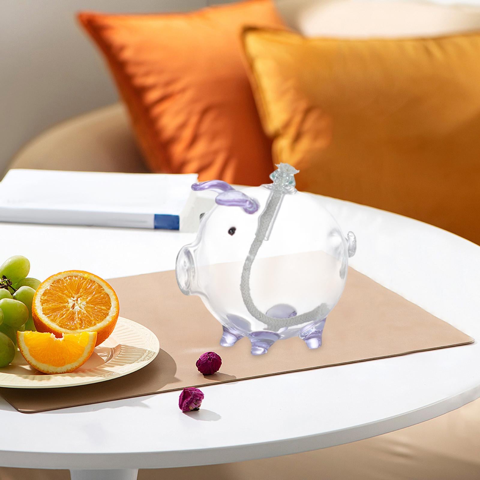 Cartoon Pig Glass Oil Lamp Party Oil Light for Home Decoration Desktop Decor Light Purple