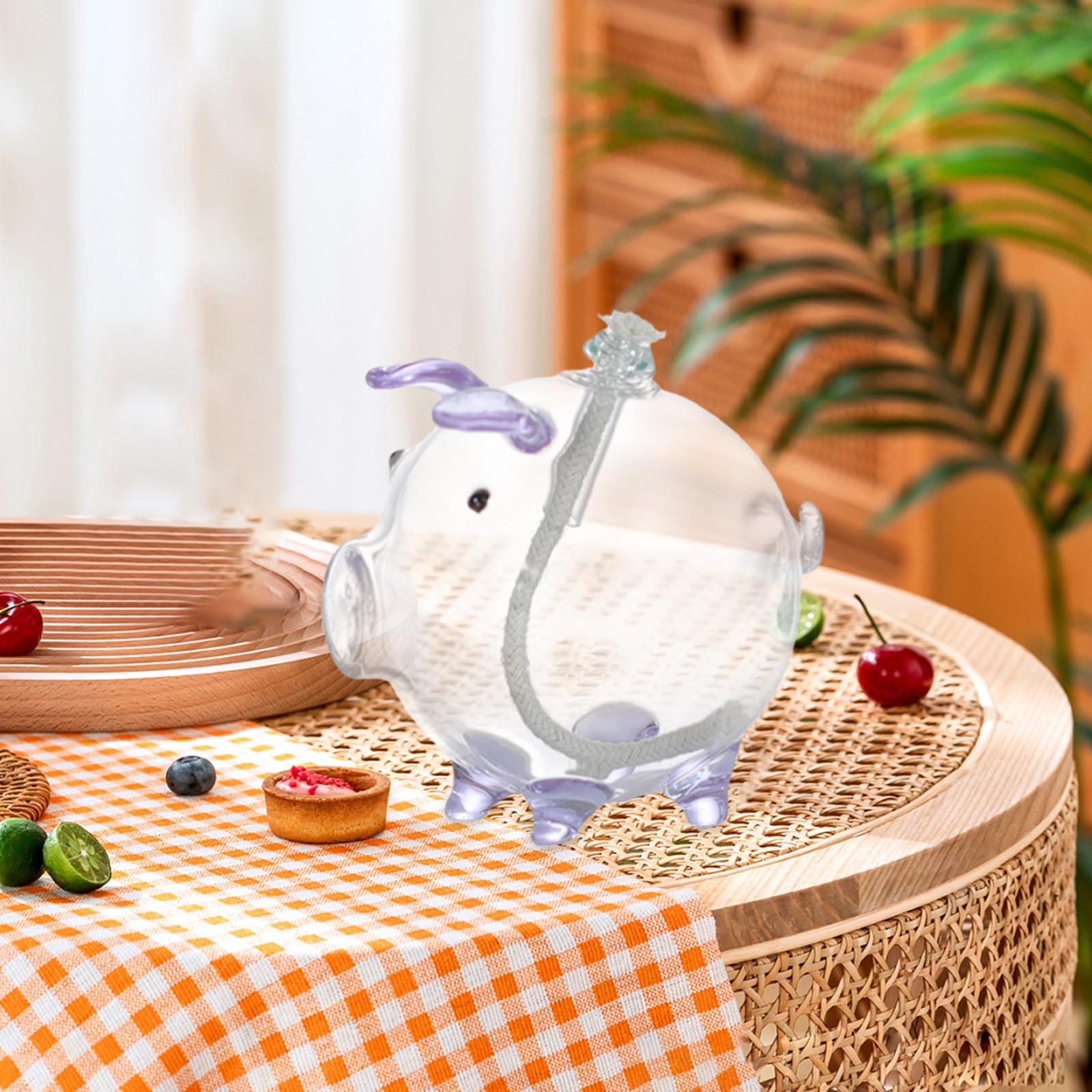 Cartoon Pig Glass Oil Lamp Party Oil Light for Home Decoration Desktop Decor Light Purple