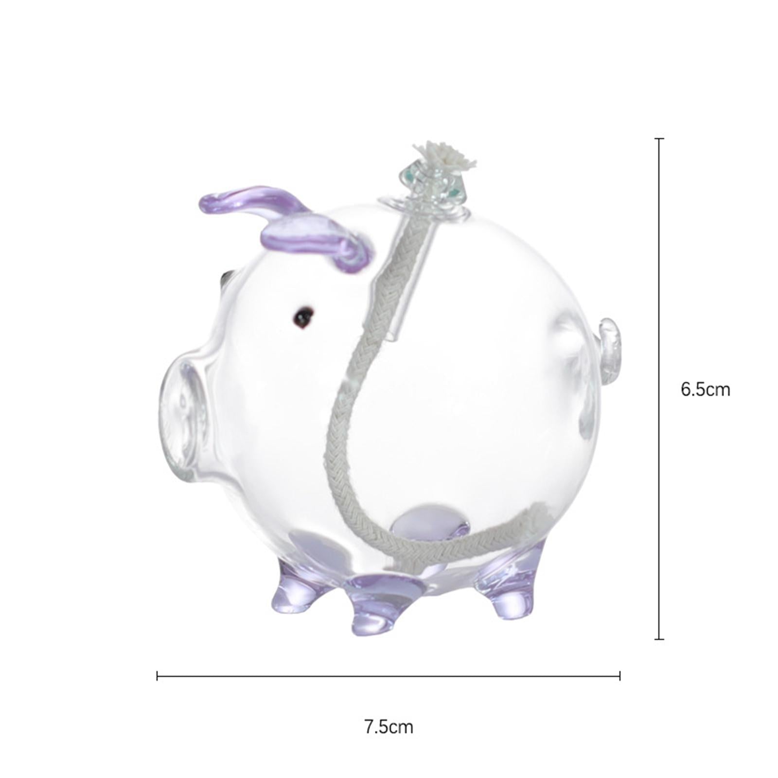 Cartoon Pig Glass Oil Lamp Party Oil Light for Home Decoration Desktop Decor Light Purple
