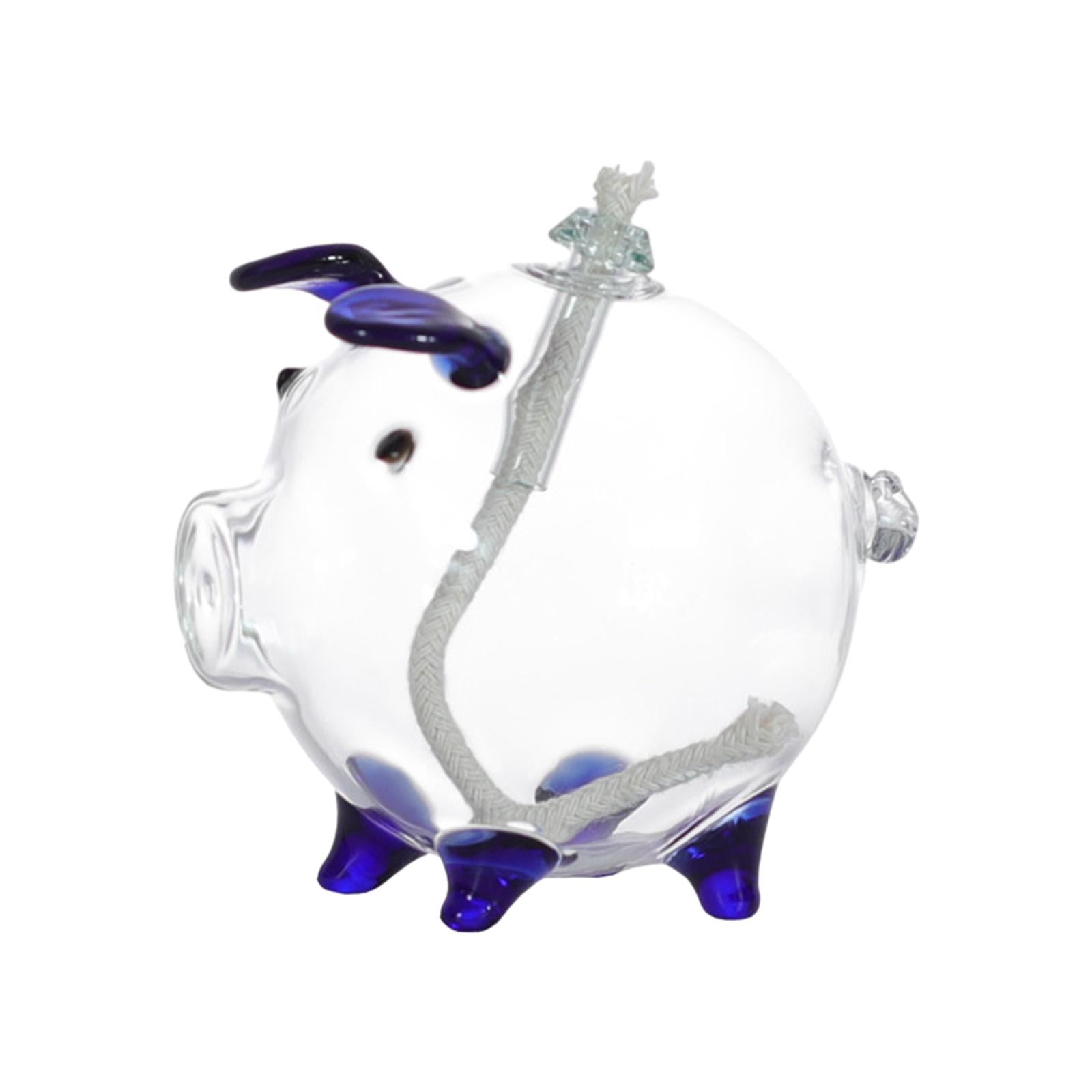 Cartoon Pig Glass Oil Lamp Party Oil Light for Home Decoration Desktop Decor Deep Blue