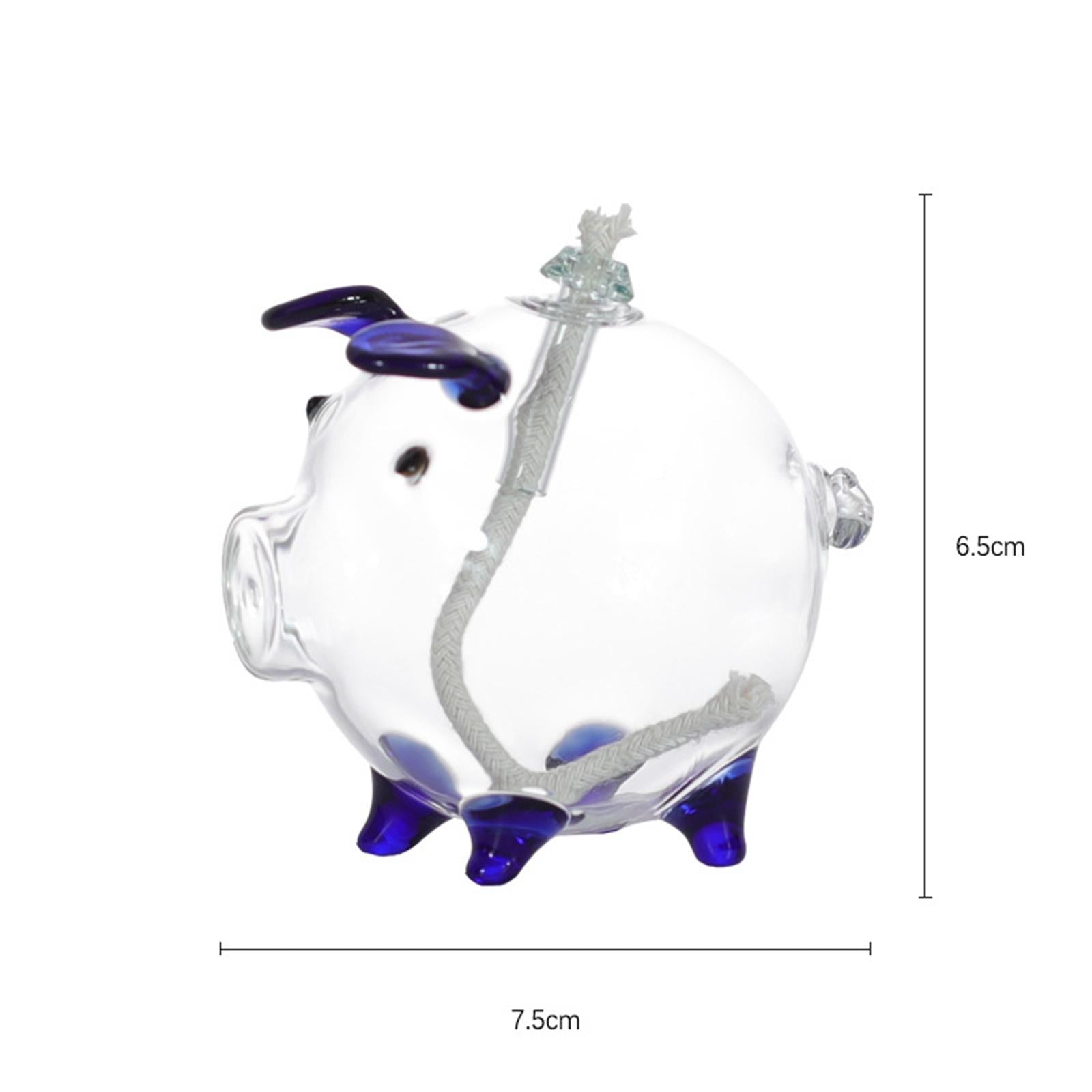 Cartoon Pig Glass Oil Lamp Party Oil Light for Home Decoration Desktop Decor Deep Blue