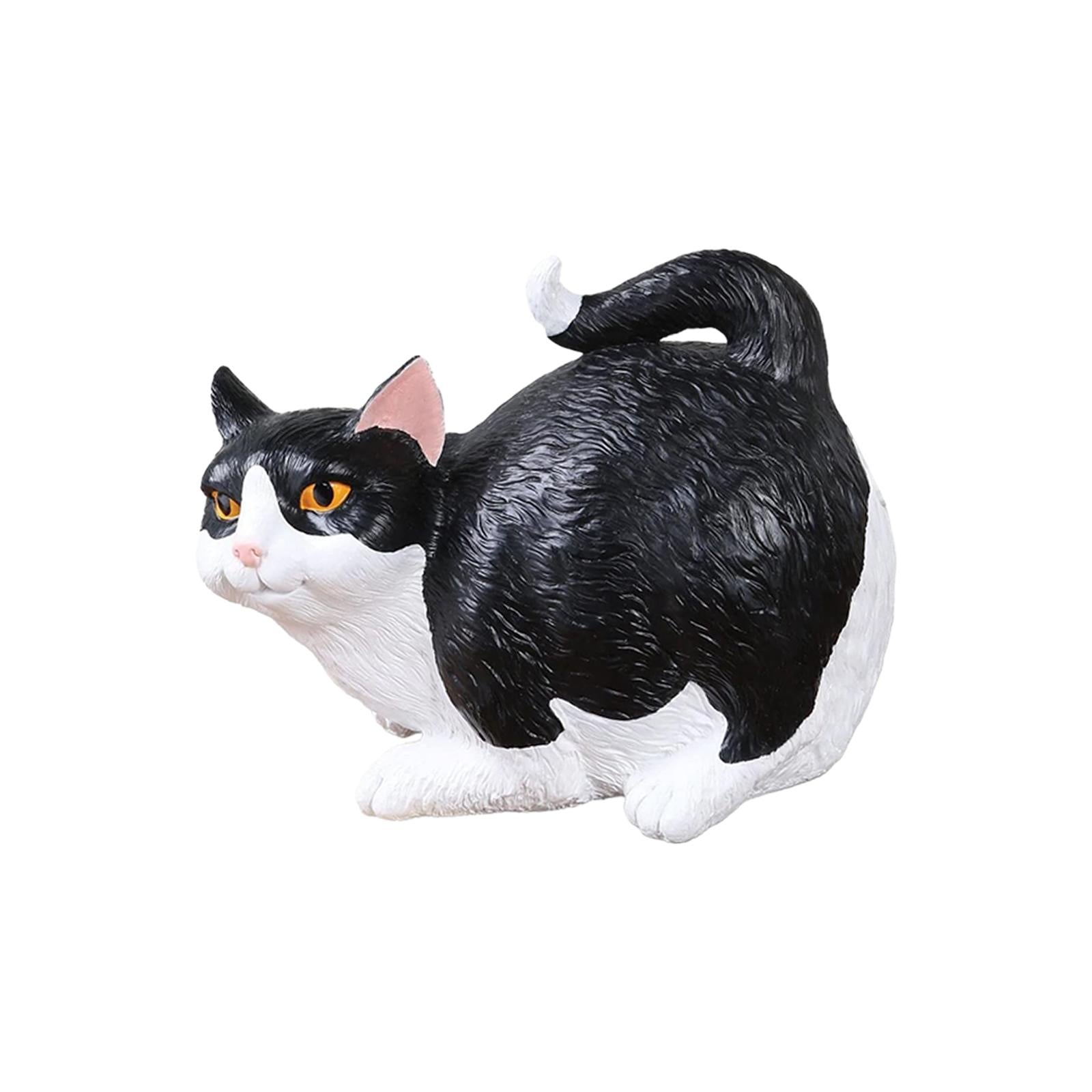 Cat Butt Tissue Holder Square Desk Decoration Ornament Decorative Cat Statue Black white