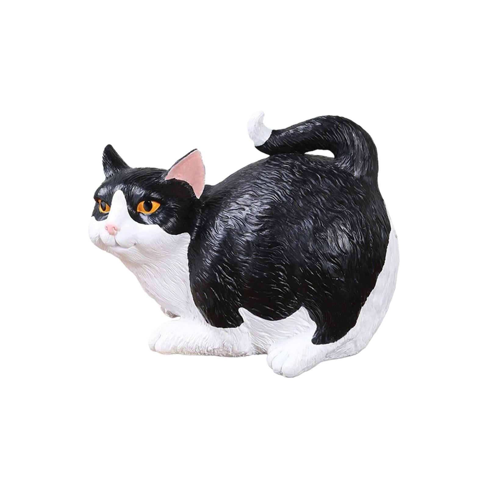 Cat Butt Tissue Holder Square Desk Decoration Ornament Decorative Cat Statue Black white