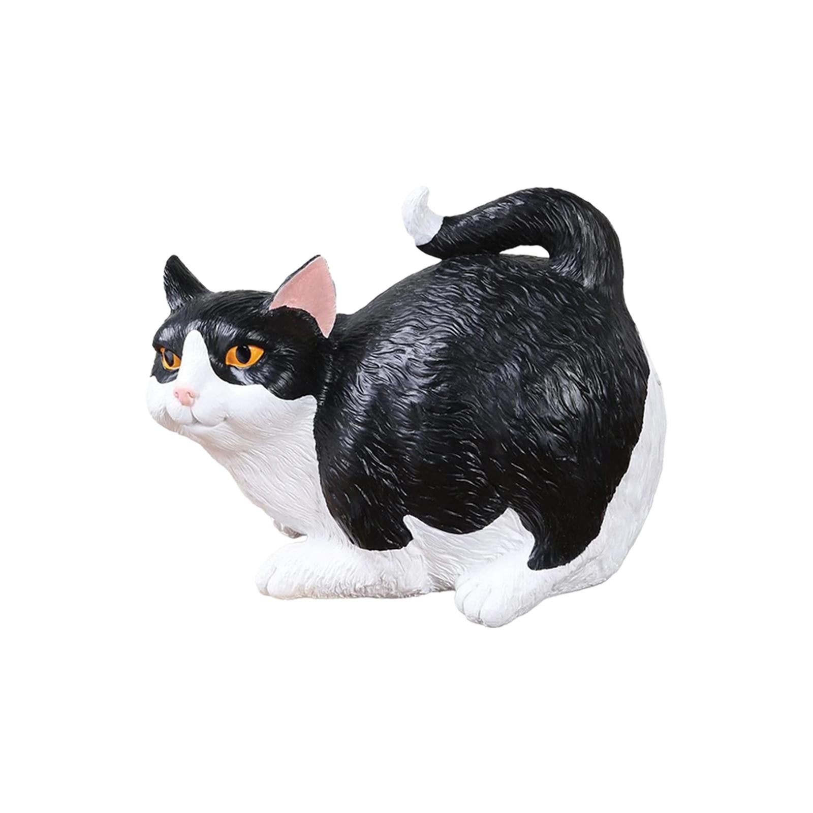 Cat Butt Tissue Holder Square Desk Decoration Ornament Decorative Cat Statue Black white