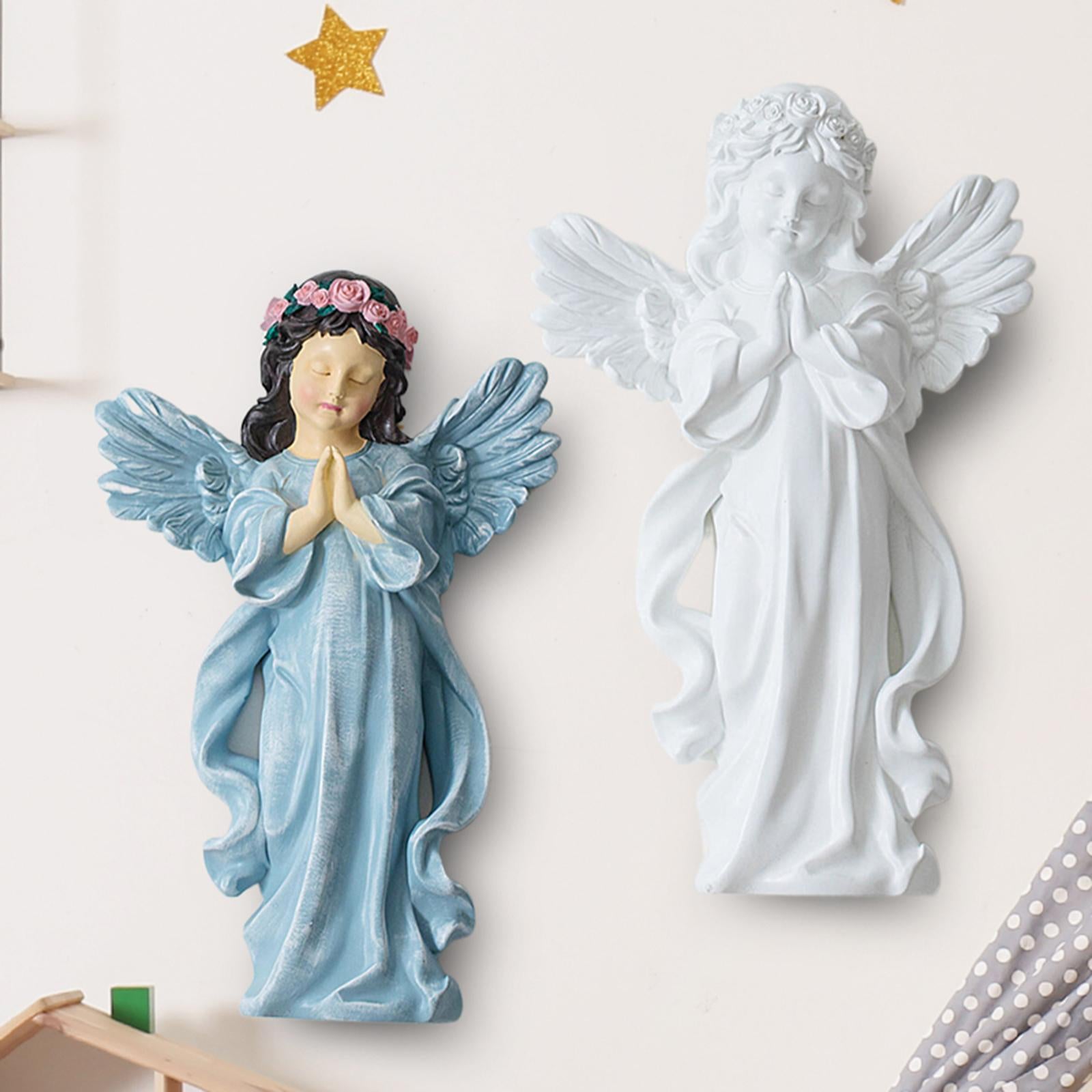 Angel Wall Sculpture Resin Cherub Statue for Sofa TV Background Home Bedroom Colorful