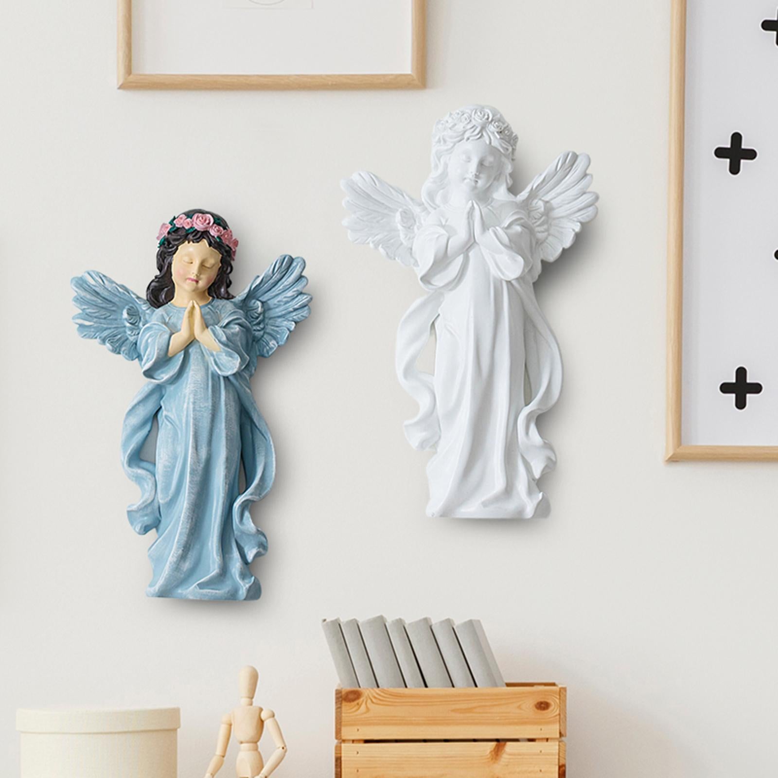 Angel Wall Sculpture Resin Cherub Statue for Sofa TV Background Home Bedroom Colorful