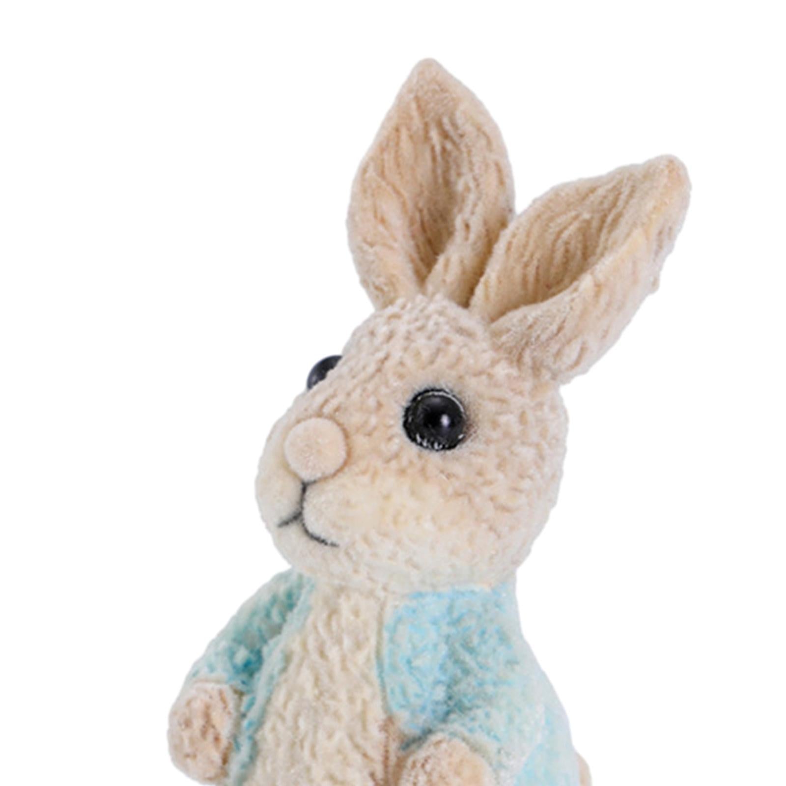 Easter Bunny Rabbit Figurines DIY Easter Resin Rabbit Ornament for Farmhouse Blue