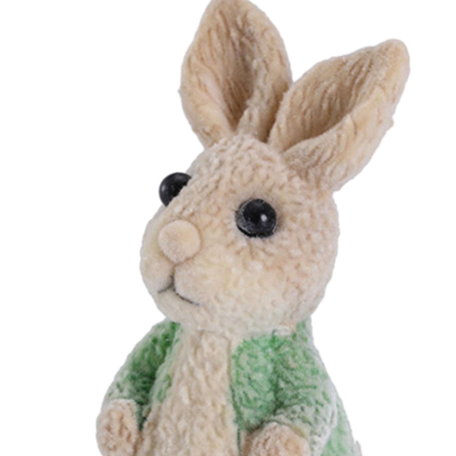 Easter Bunny Rabbit Figurines DIY Easter Resin Rabbit Ornament for Farmhouse Green