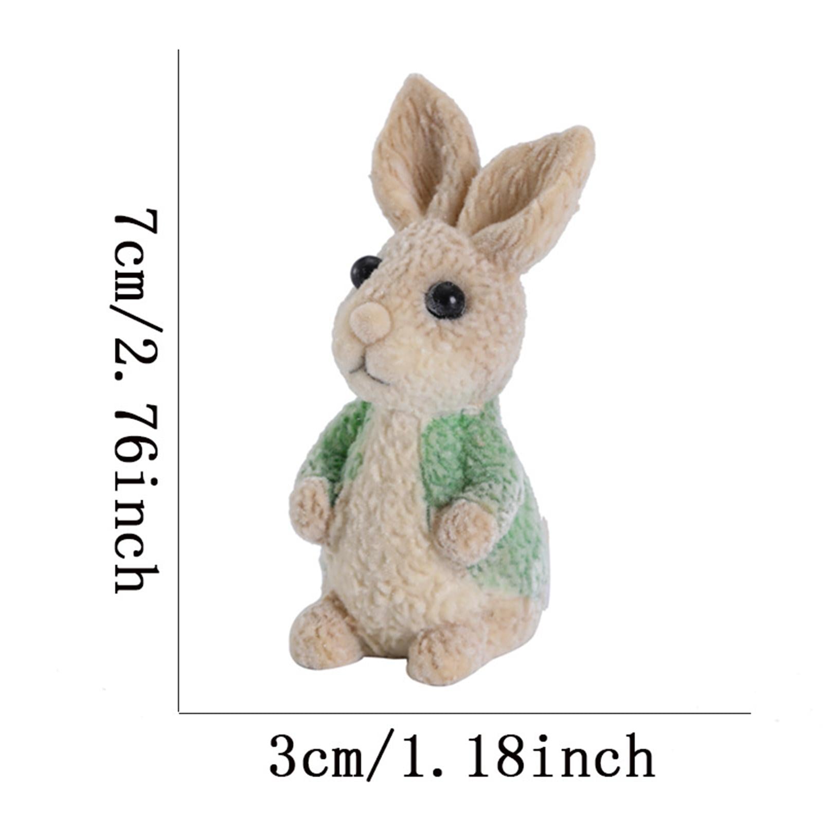 Easter Bunny Rabbit Figurines DIY Easter Resin Rabbit Ornament for Farmhouse Green