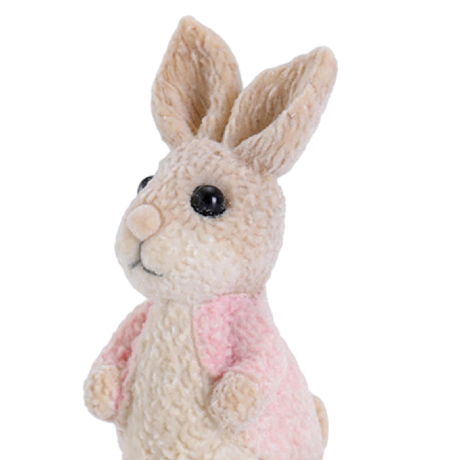 Easter Bunny Rabbit Figurines DIY Easter Resin Rabbit Ornament for Farmhouse Pink