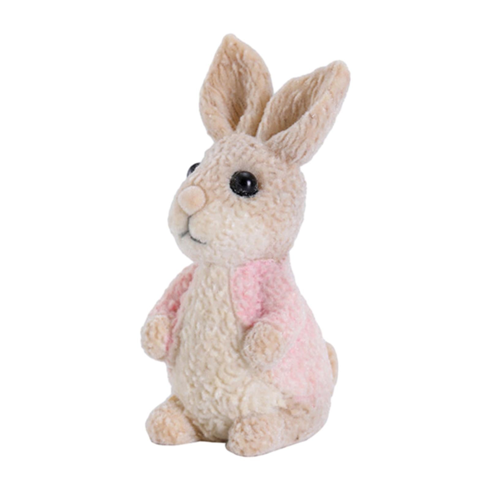 Easter Bunny Rabbit Figurines DIY Easter Resin Rabbit Ornament for Farmhouse Pink