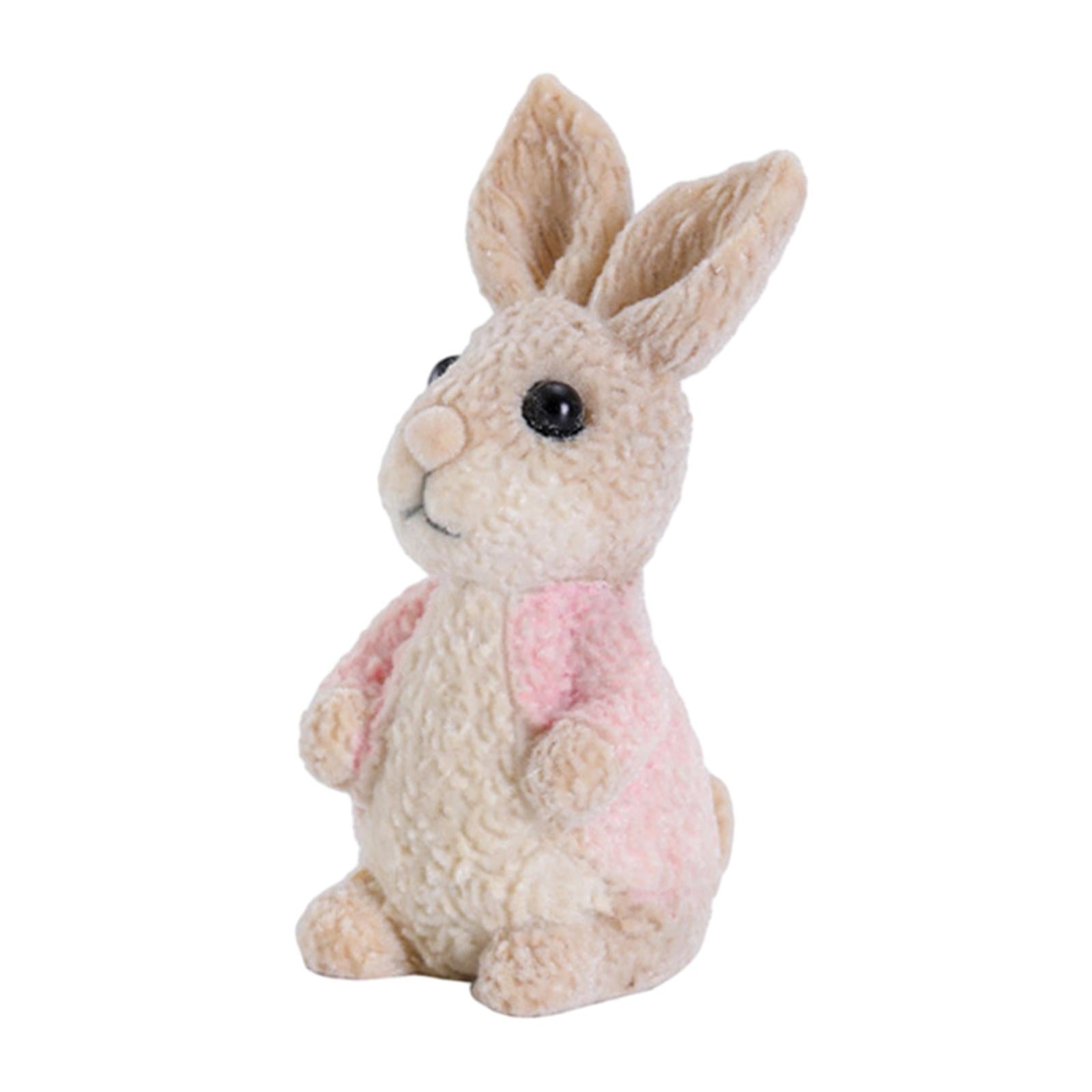 Easter Bunny Rabbit Figurines DIY Easter Resin Rabbit Ornament for Farmhouse Pink