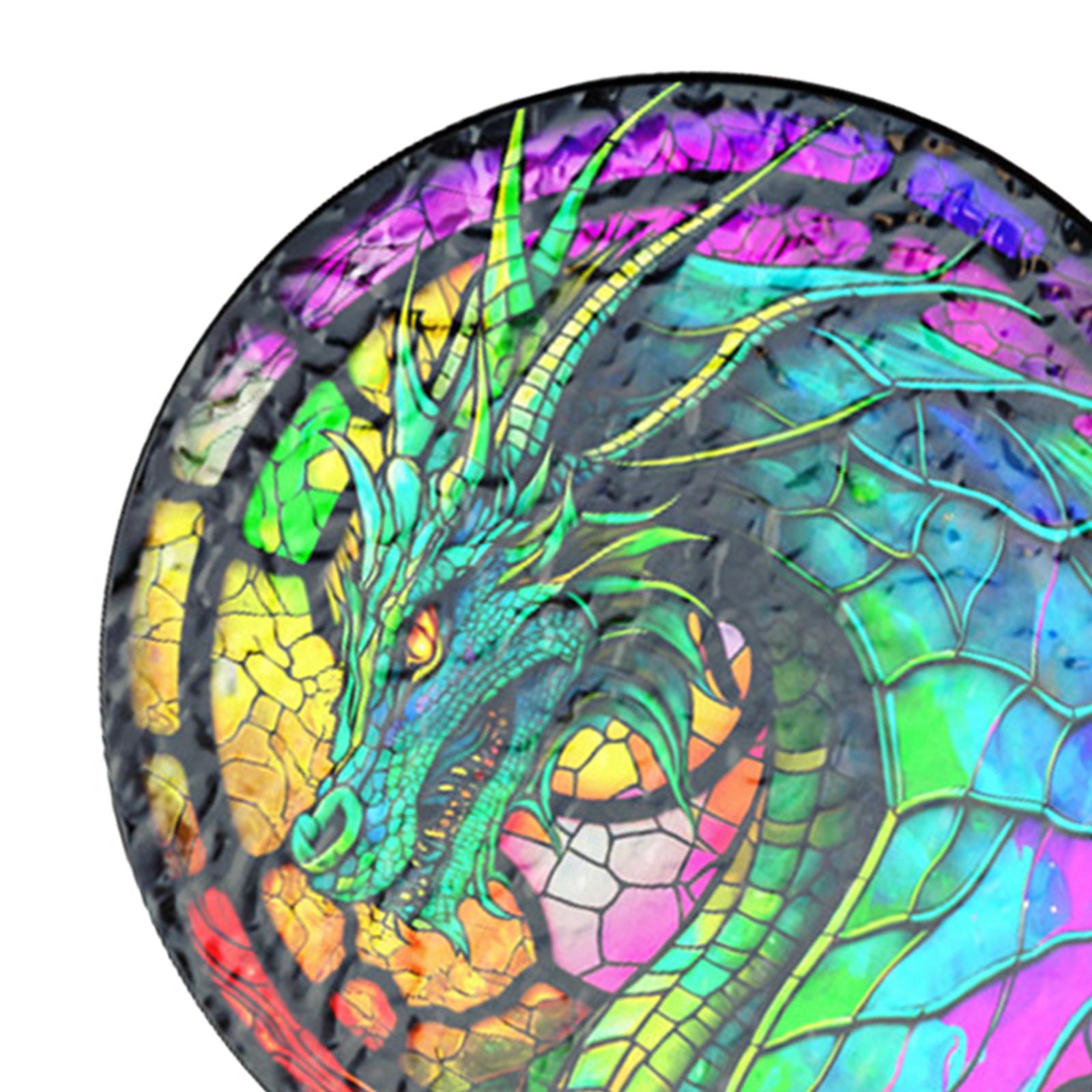 Dragon Ornament Stained Glass Window Hanging Panel for Door Bedroom Outdoor