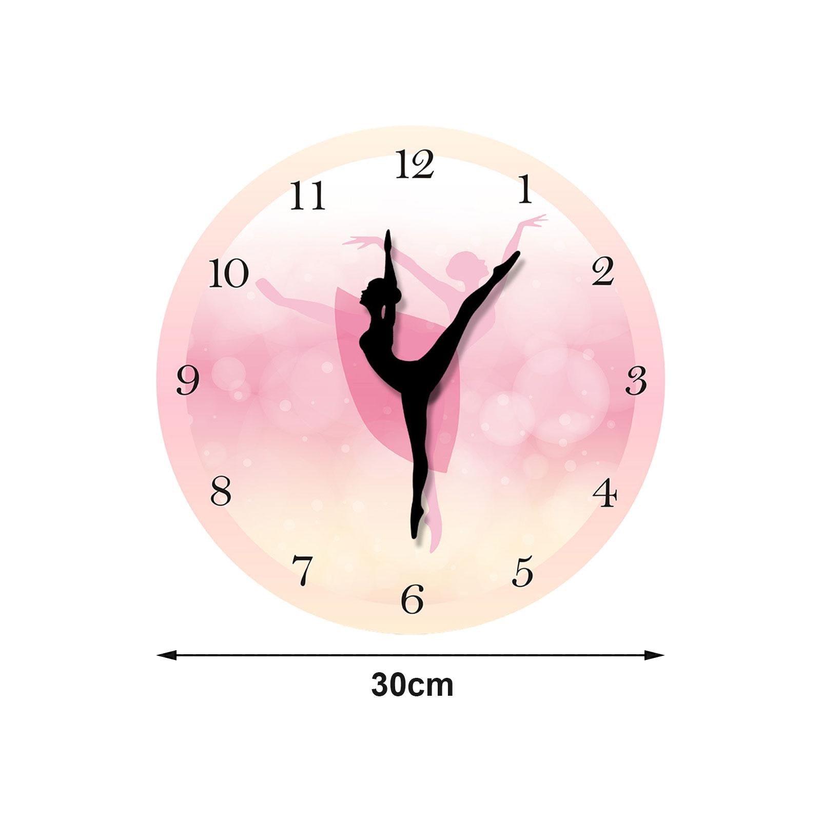 12inch Ballet Girl Wall Clock Decoration Battery Powered for Bedroom Stylish