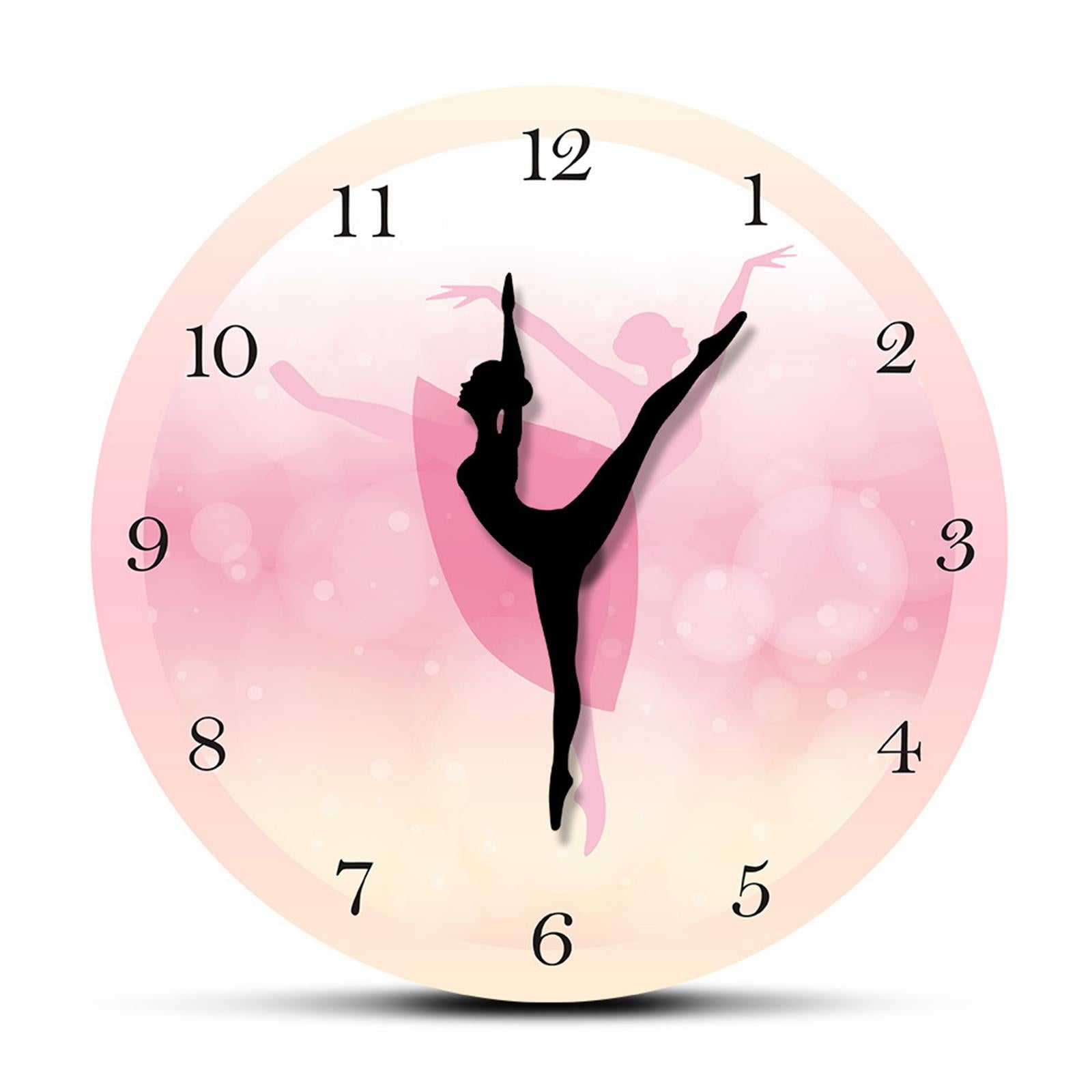 12inch Ballet Girl Wall Clock Decoration Battery Powered for Bedroom Stylish