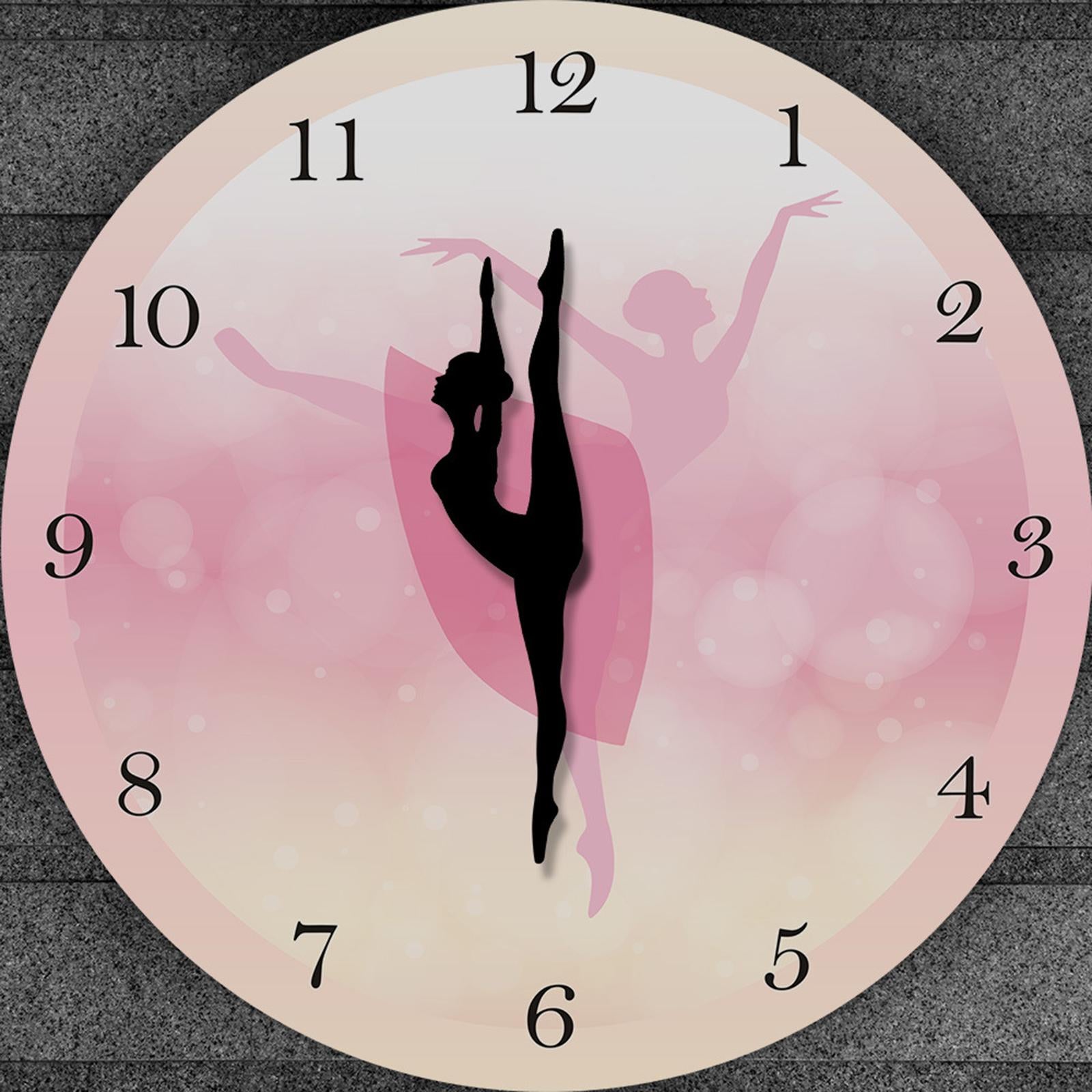 12inch Ballet Girl Wall Clock Decoration Battery Powered for Bedroom Stylish