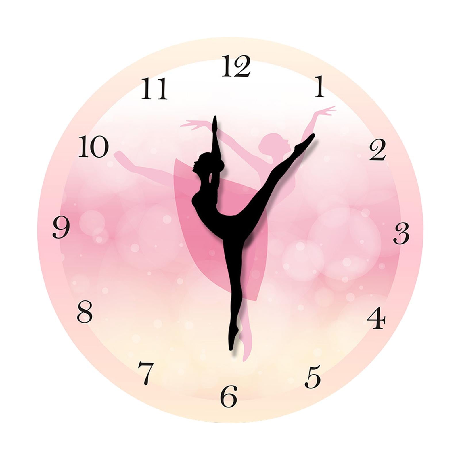 12inch Ballet Girl Wall Clock Decoration Battery Powered for Bedroom Stylish