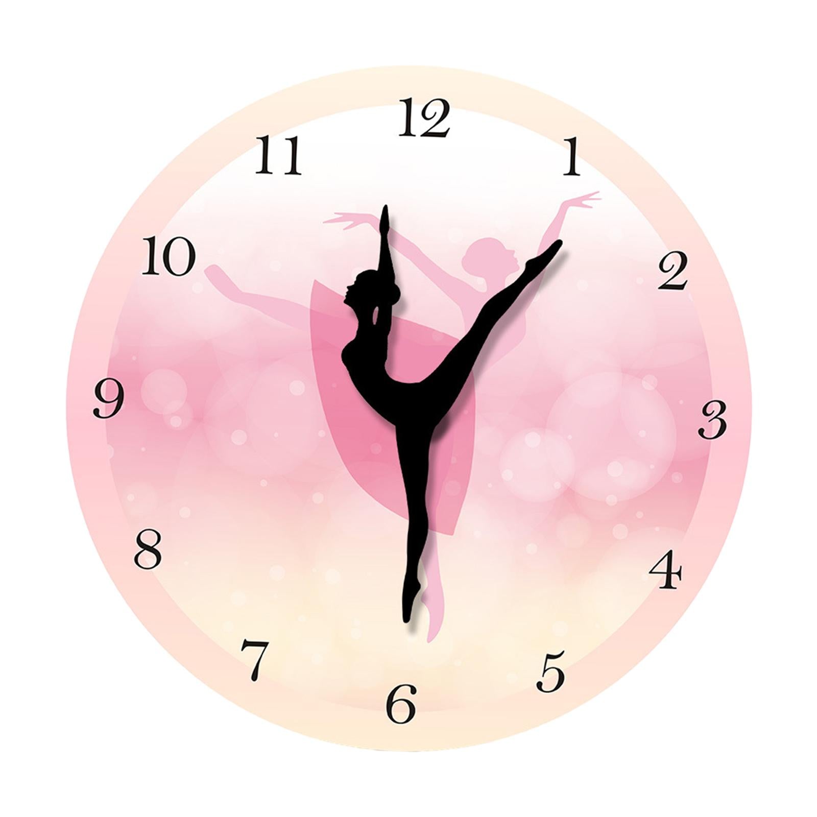 12inch Ballet Girl Wall Clock Decoration Battery Powered for Bedroom Stylish
