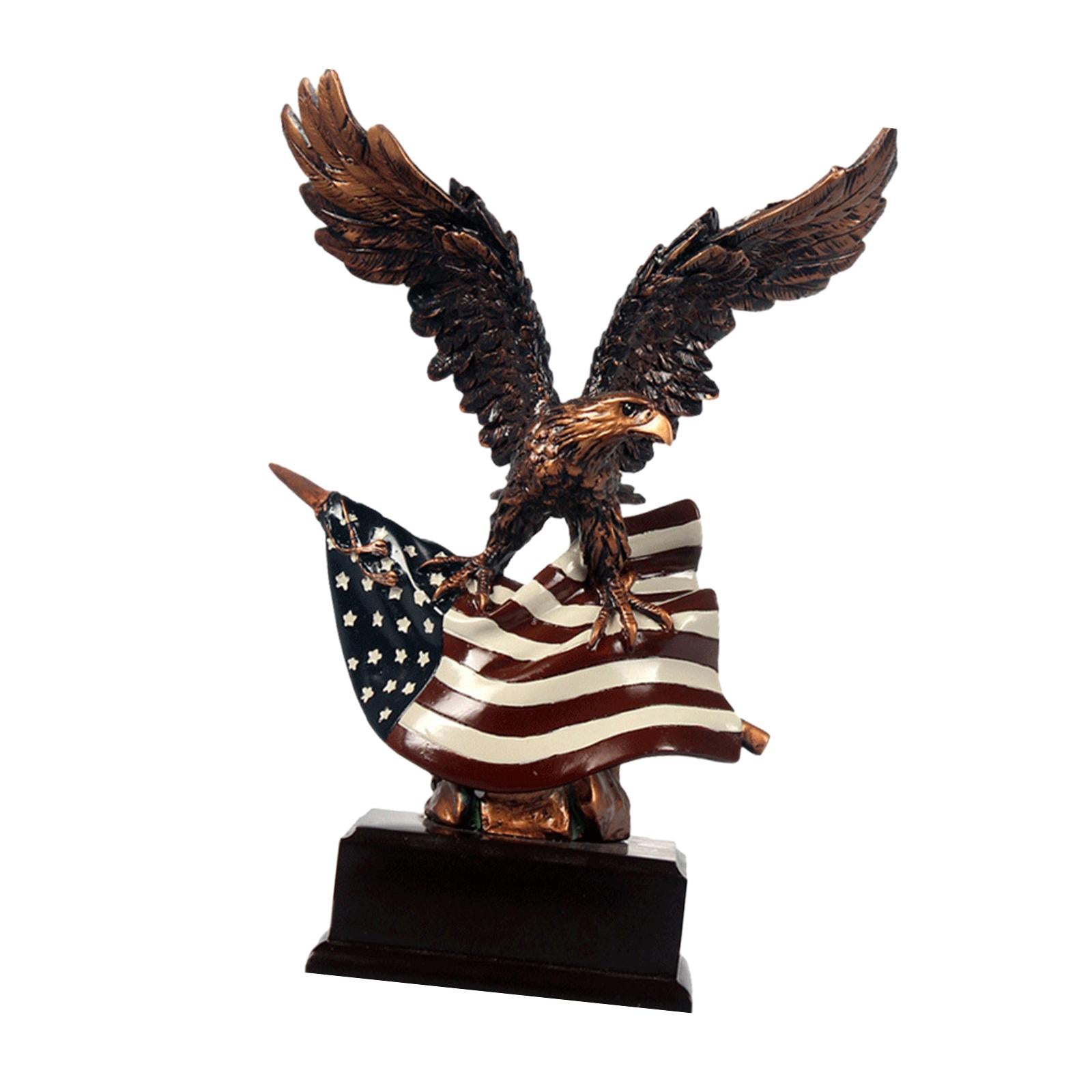 Eagle Sculpture with American Flag Modern Creative for Home Bookcase Bedroom