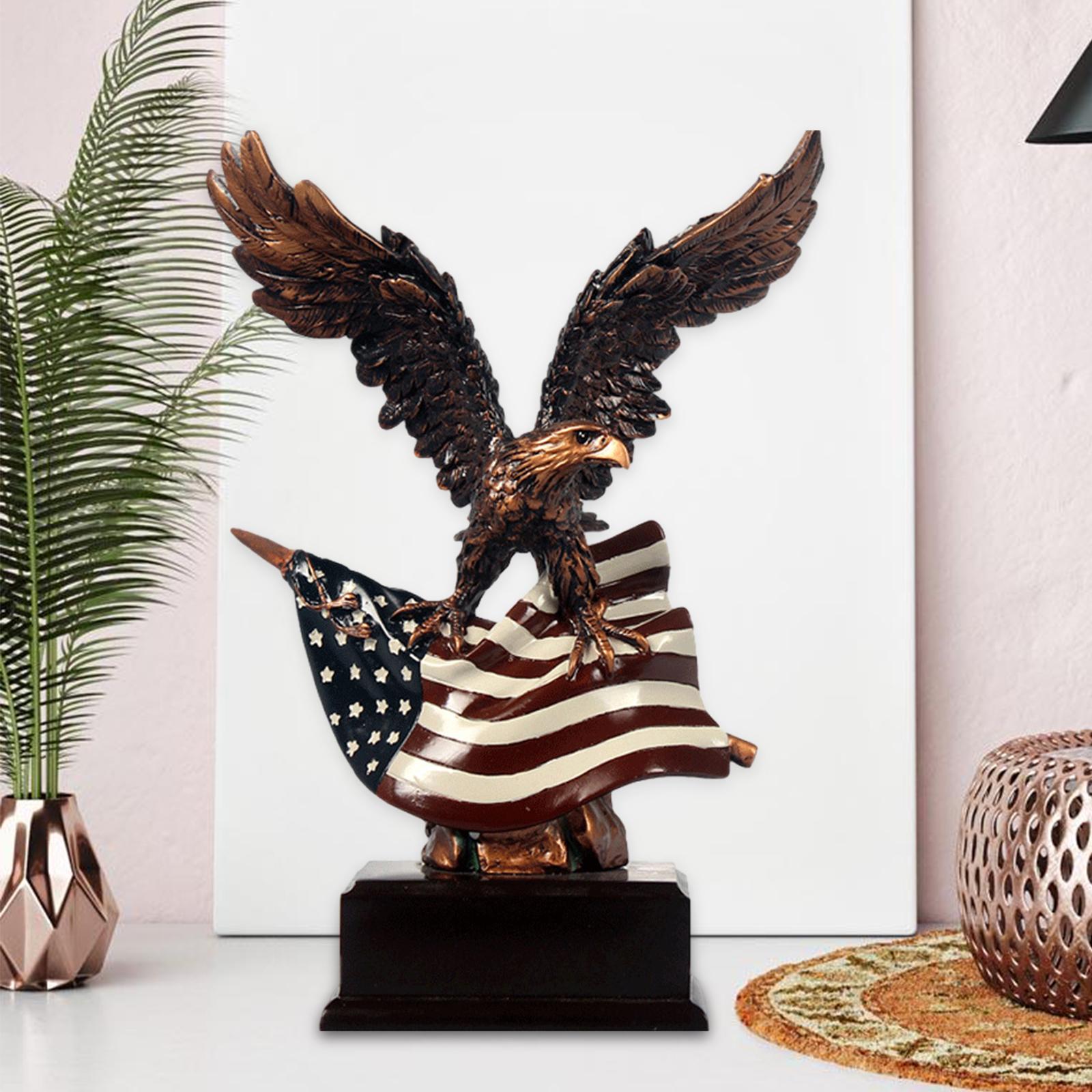 Eagle Sculpture with American Flag Modern Creative for Home Bookcase Bedroom