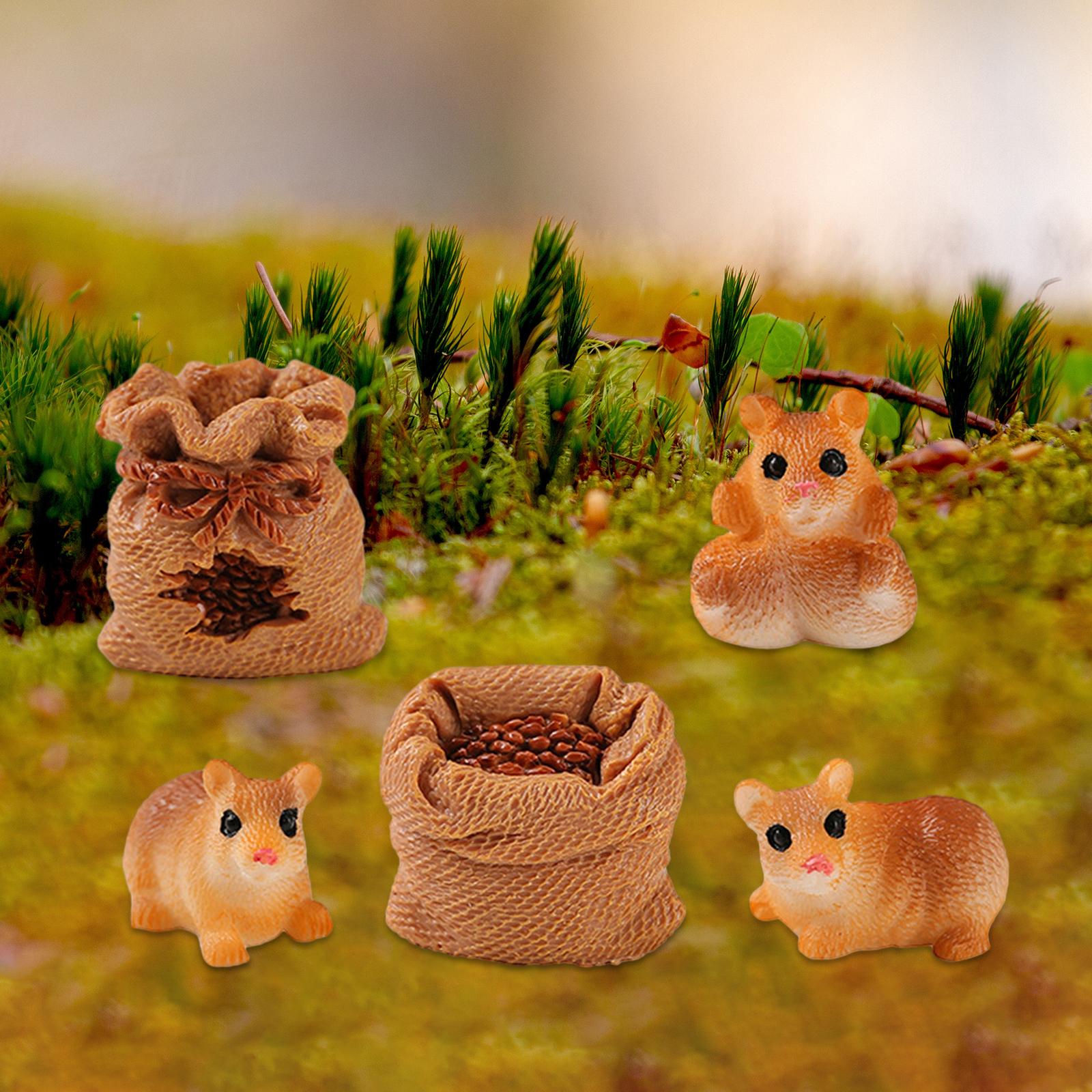 5 Pieces Squirrel Gunny Bag Statue Squirrel Gunny Bag Decor for Kitchen Home