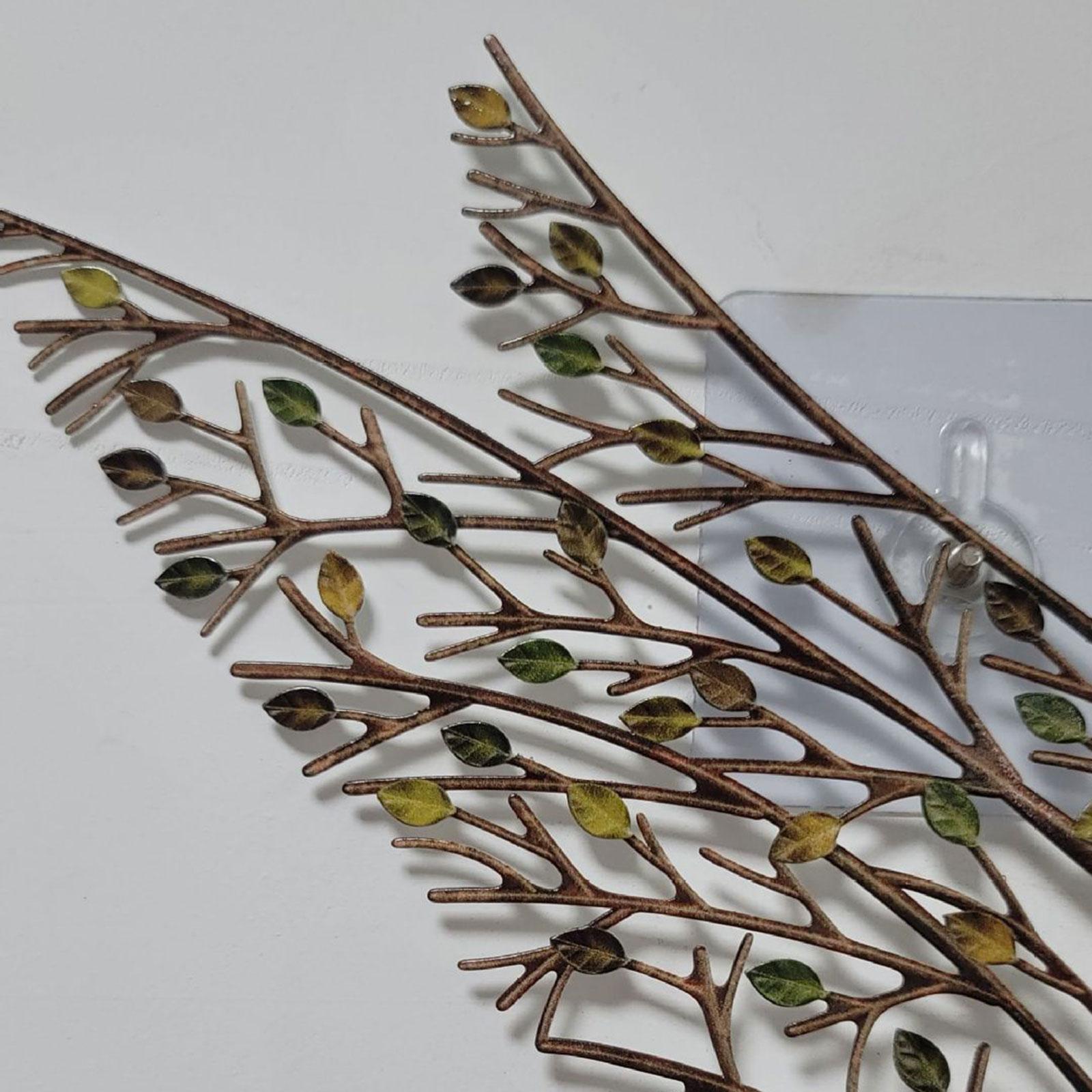 Metal Hummingbird with Branch Leaves Wall Art for Living Room Restaurant Porch