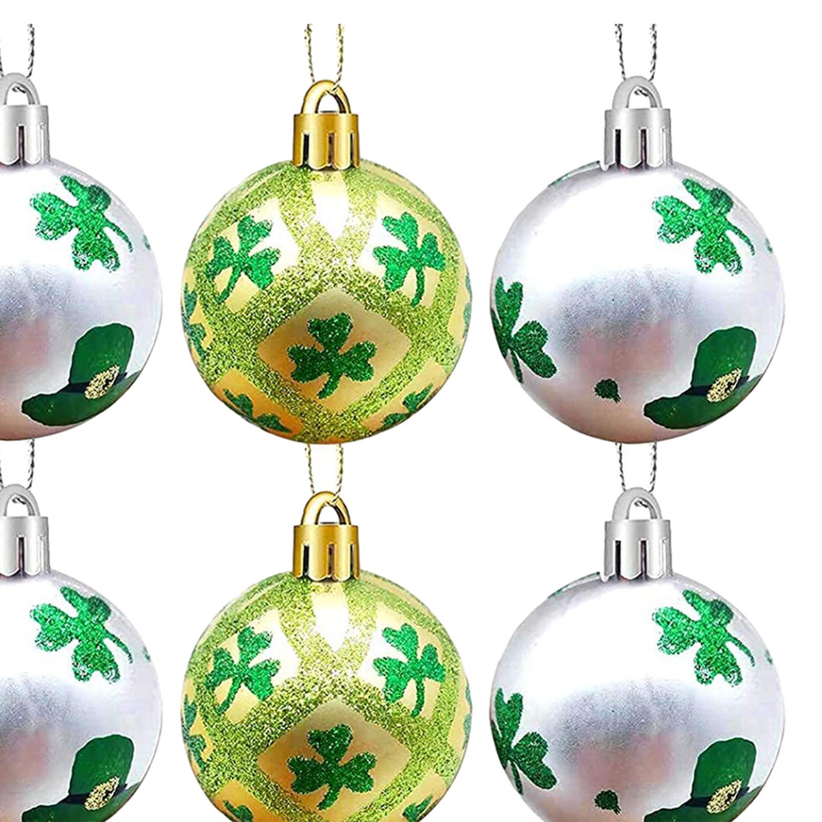12 Pieces ST Patrick's Day Ball Ornaments with Rope for Irish Festival Party