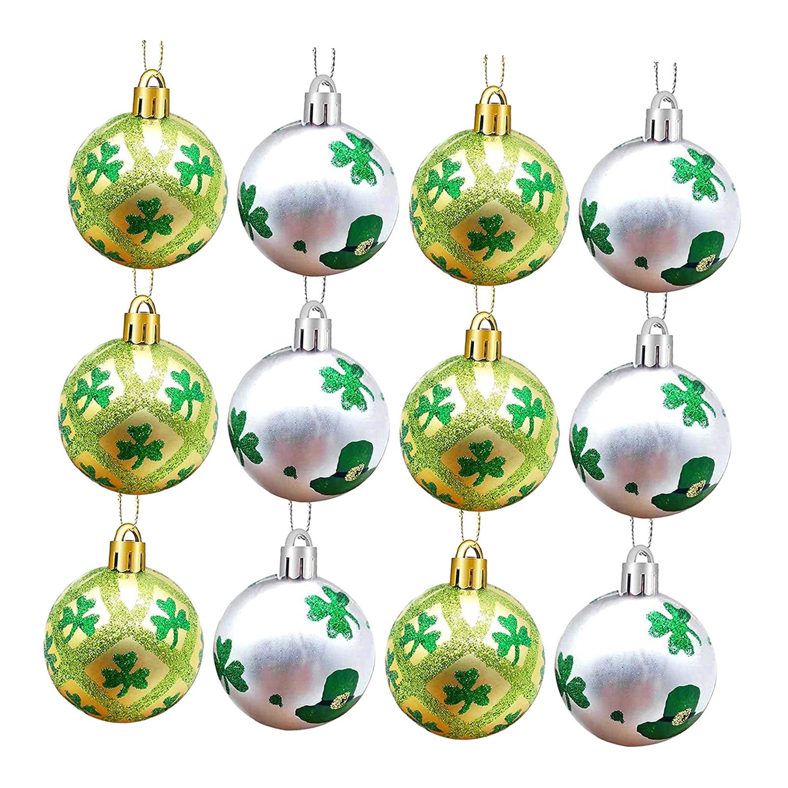 12 Pieces ST Patrick's Day Ball Ornaments with Rope for Irish Festival Party