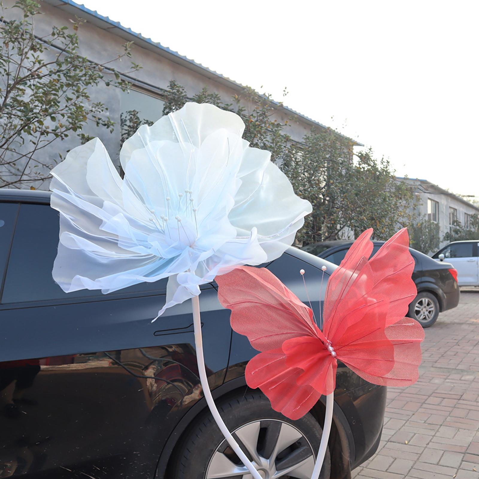 2xSilk Yarn Artificial Butterfly Giant Gauze Fake Butterfly for Wedding Crafts White