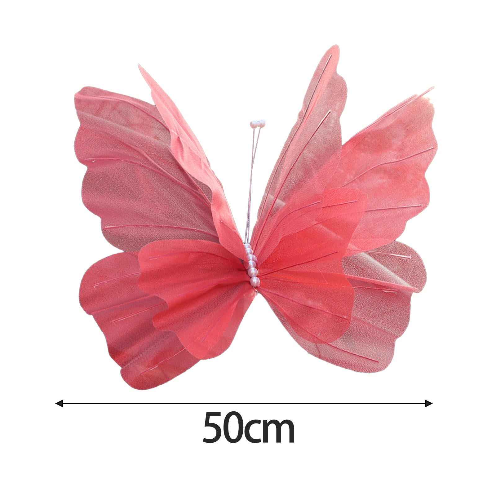 Silk Yarn Artificial Butterfly Giant Gauze Fake Butterfly for Wedding Crafts Red