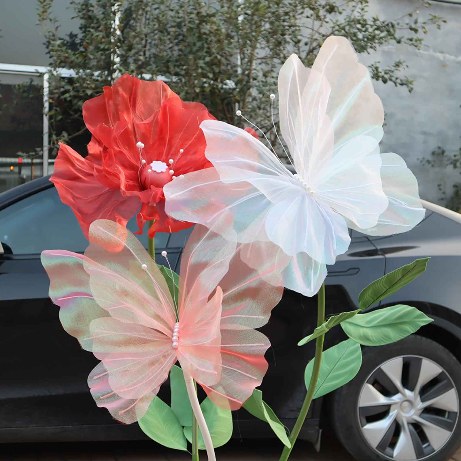 Silk Yarn Artificial Butterfly Giant Gauze Fake Butterfly for Wedding Crafts Red