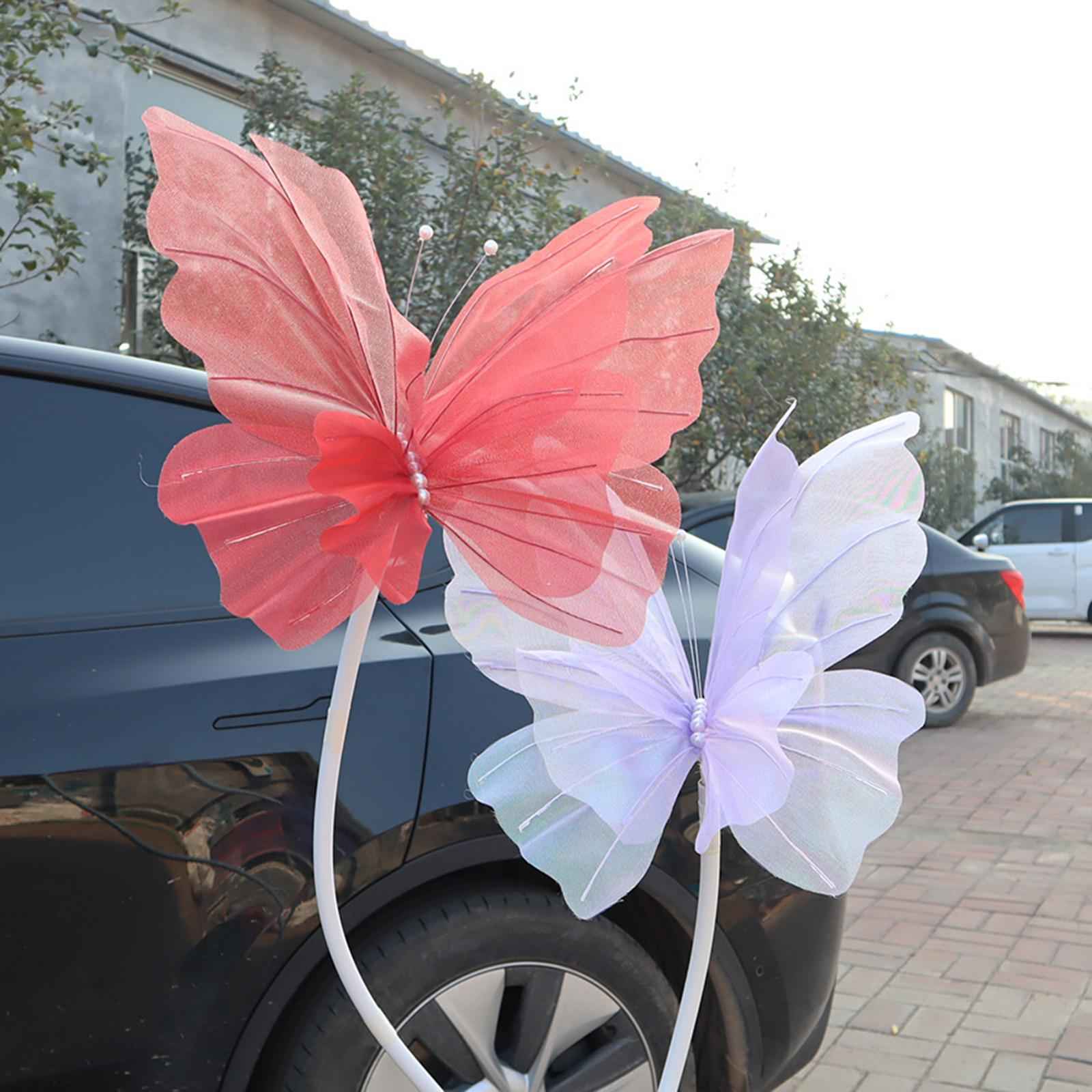 Silk Yarn Artificial Butterfly Giant Gauze Fake Butterfly for Wedding Crafts Red