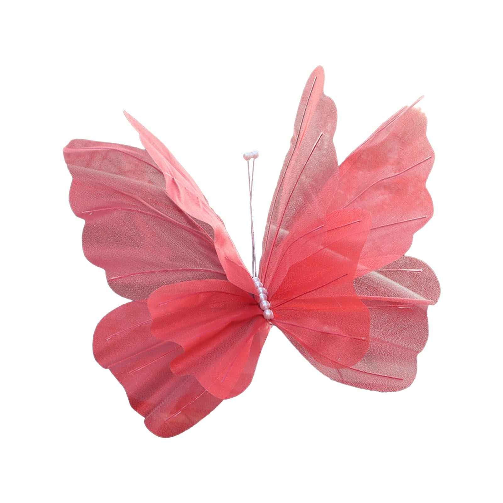 Silk Yarn Artificial Butterfly Giant Gauze Fake Butterfly for Wedding Crafts Red
