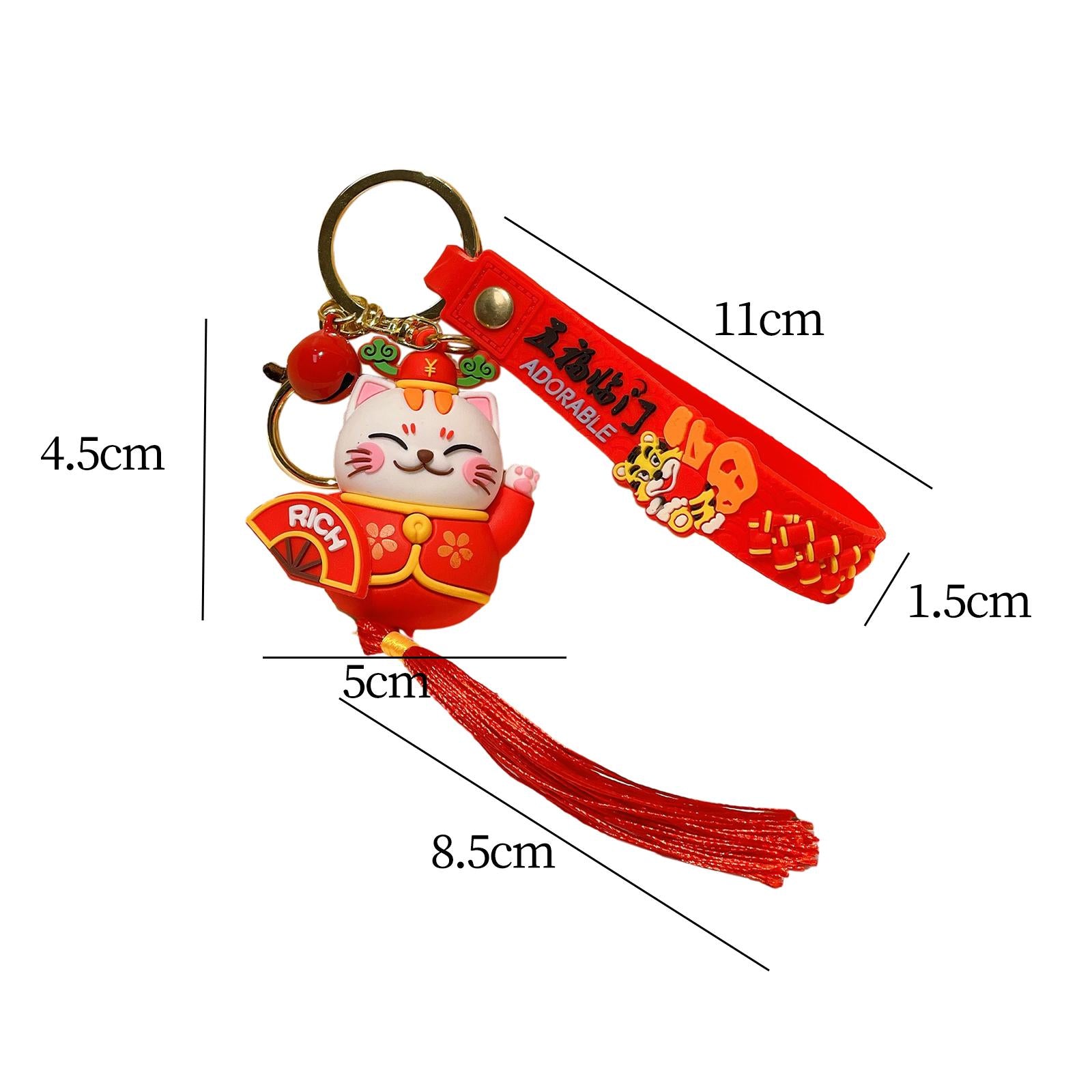 Lucky Cat Keychain Auspicious Birthday PVC Chinese Lunar New Year Decoration Style B