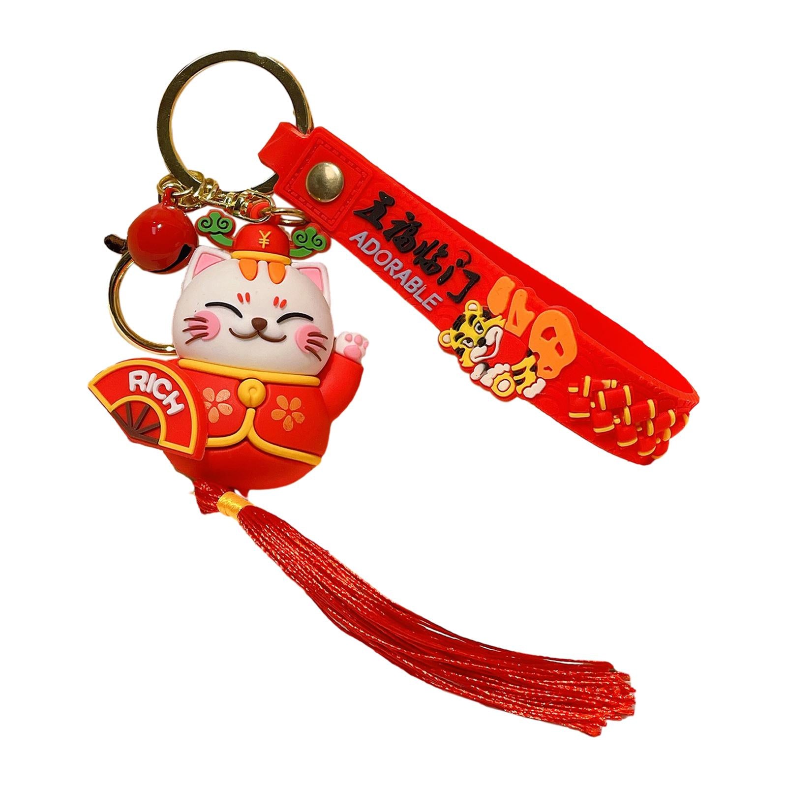 Lucky Cat Keychain Auspicious Birthday PVC Chinese Lunar New Year Decoration Style B