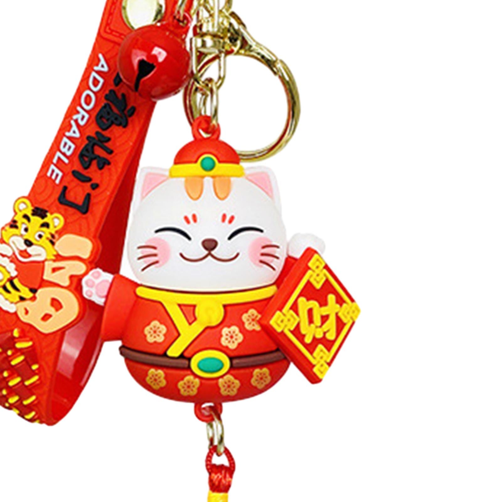 Lucky Cat Keychain Auspicious Birthday PVC Chinese Lunar New Year Decoration Style C