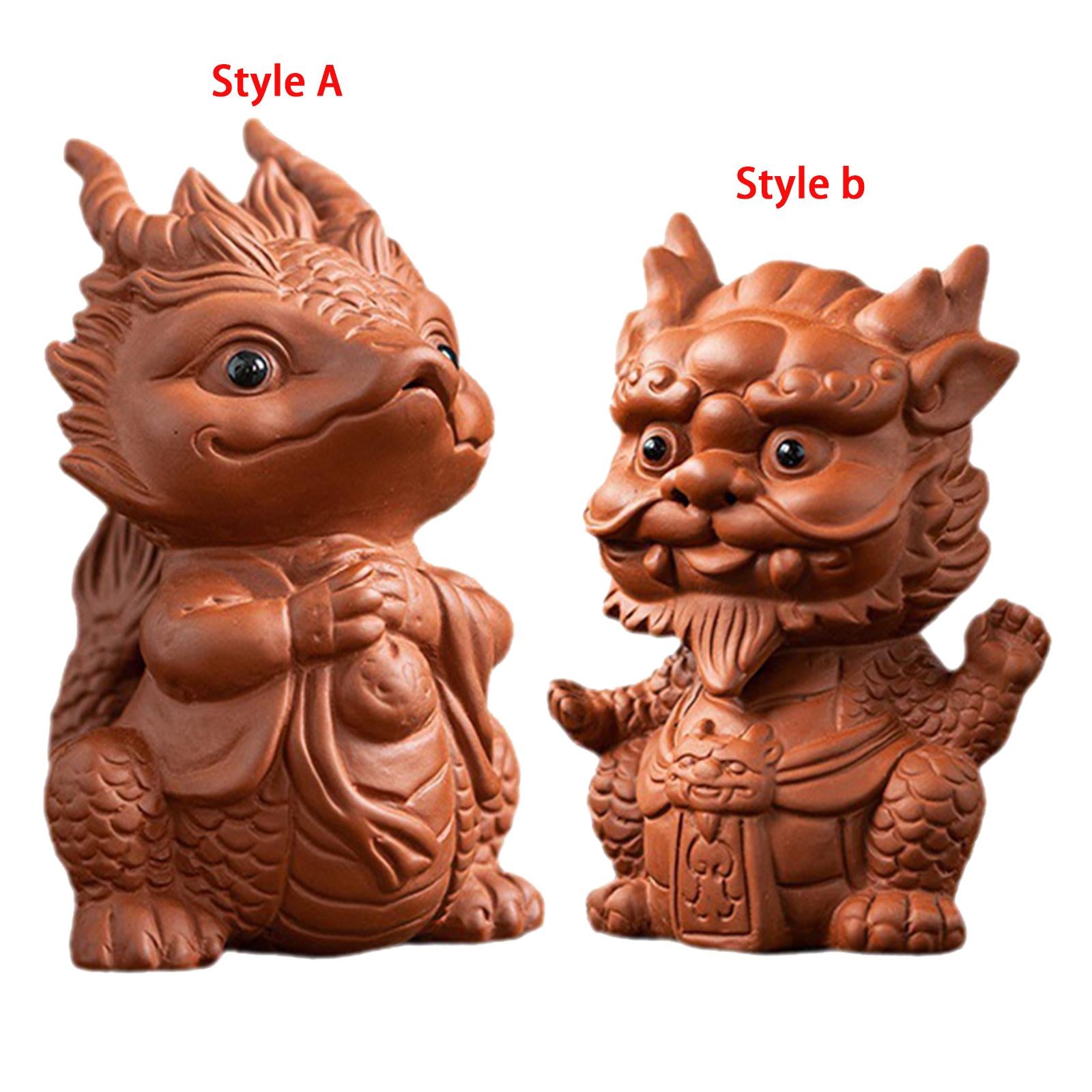 Chinese Dragon Tea Pet Miniature Statue Small Pixiu Statue for Table Stylish Style A