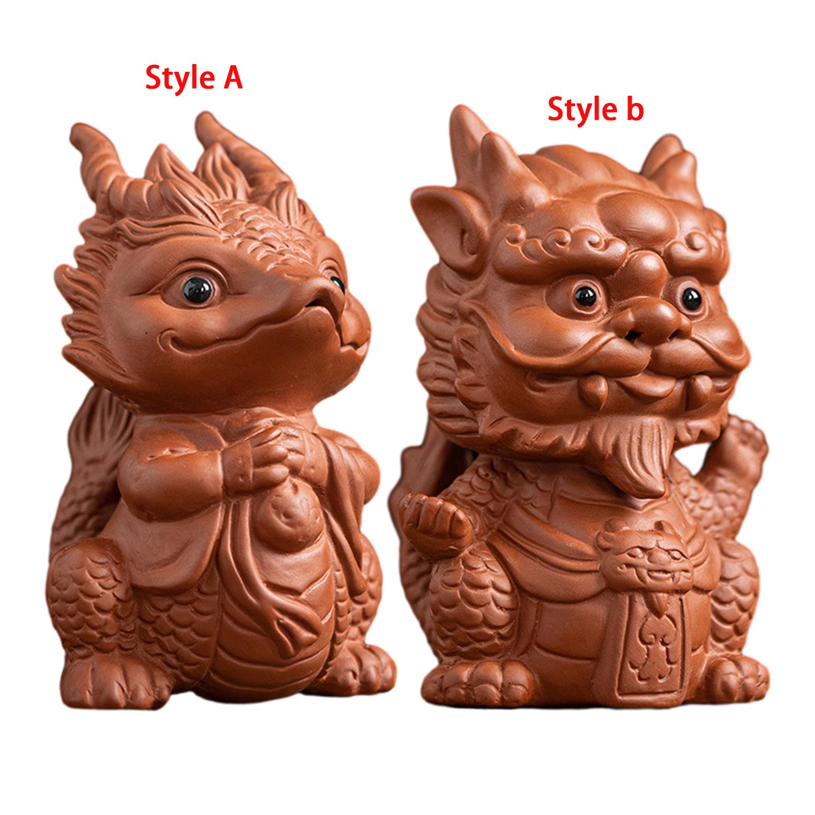 Chinese Dragon Tea Pet Miniature Statue Small Pixiu Statue for Table Stylish Style A