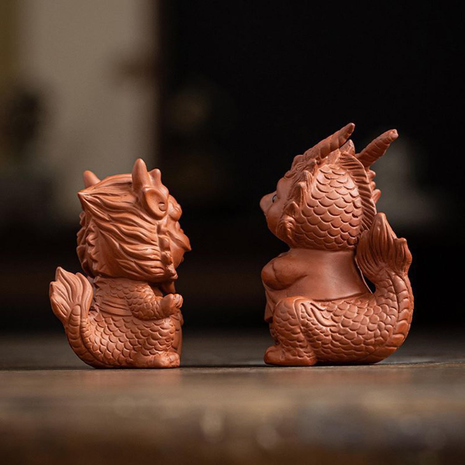 Chinese Dragon Tea Pet Miniature Statue Small Pixiu Statue for Table Stylish Style A