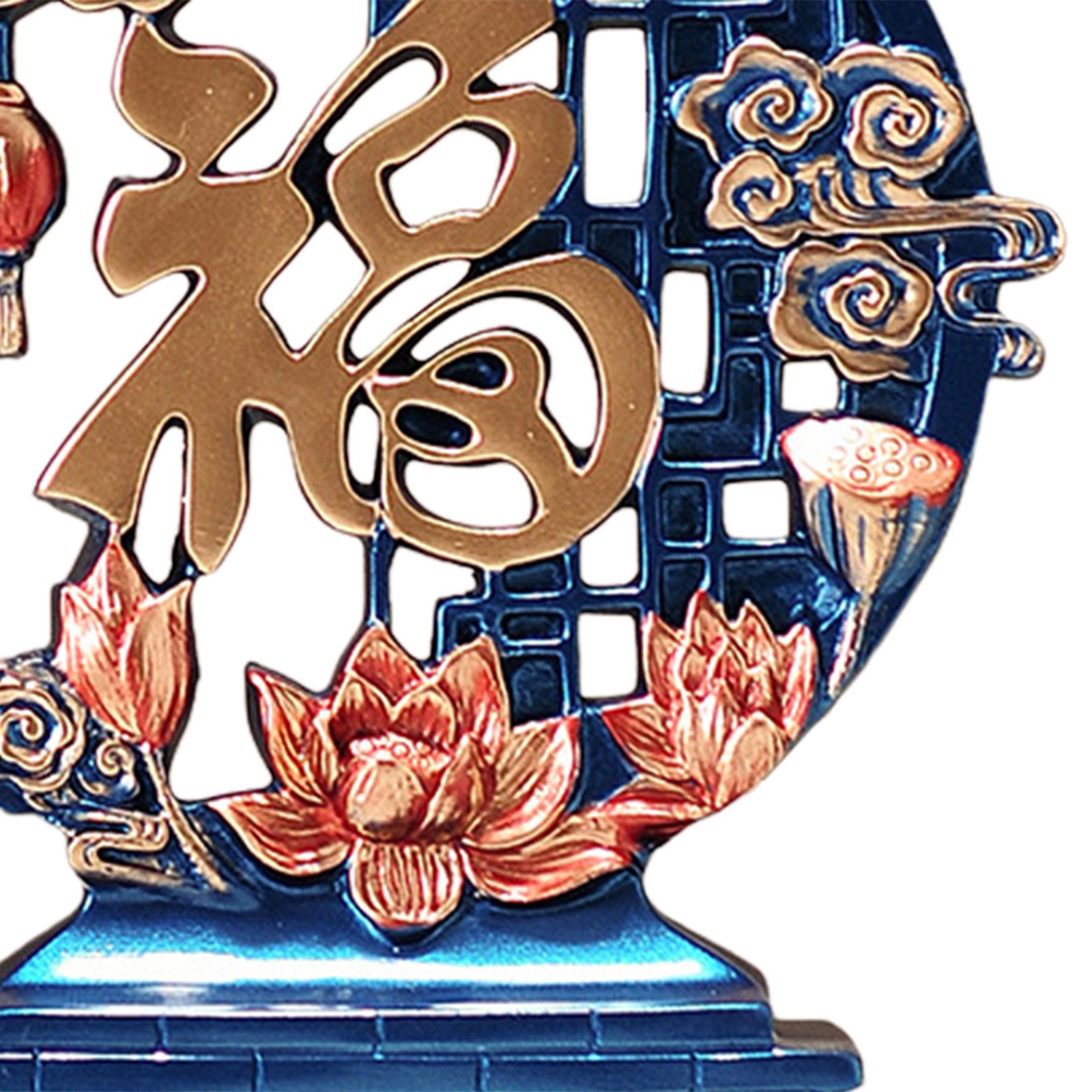 Fu Character Sculpture Desktop Decoration New Year Gifts Figure Resin Statue