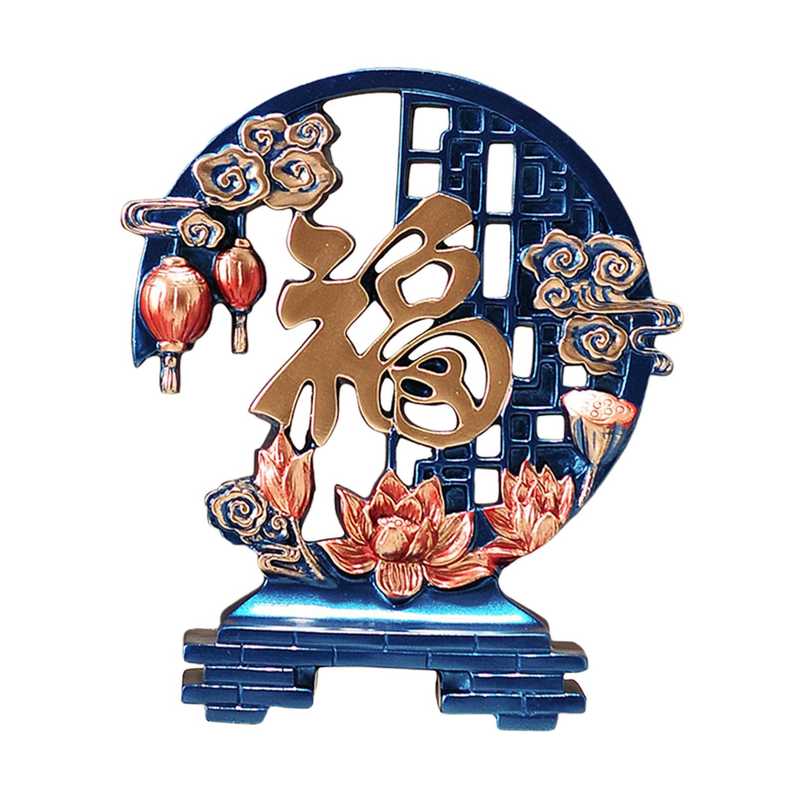 Fu Character Sculpture Desktop Decoration New Year Gifts Figure Resin Statue