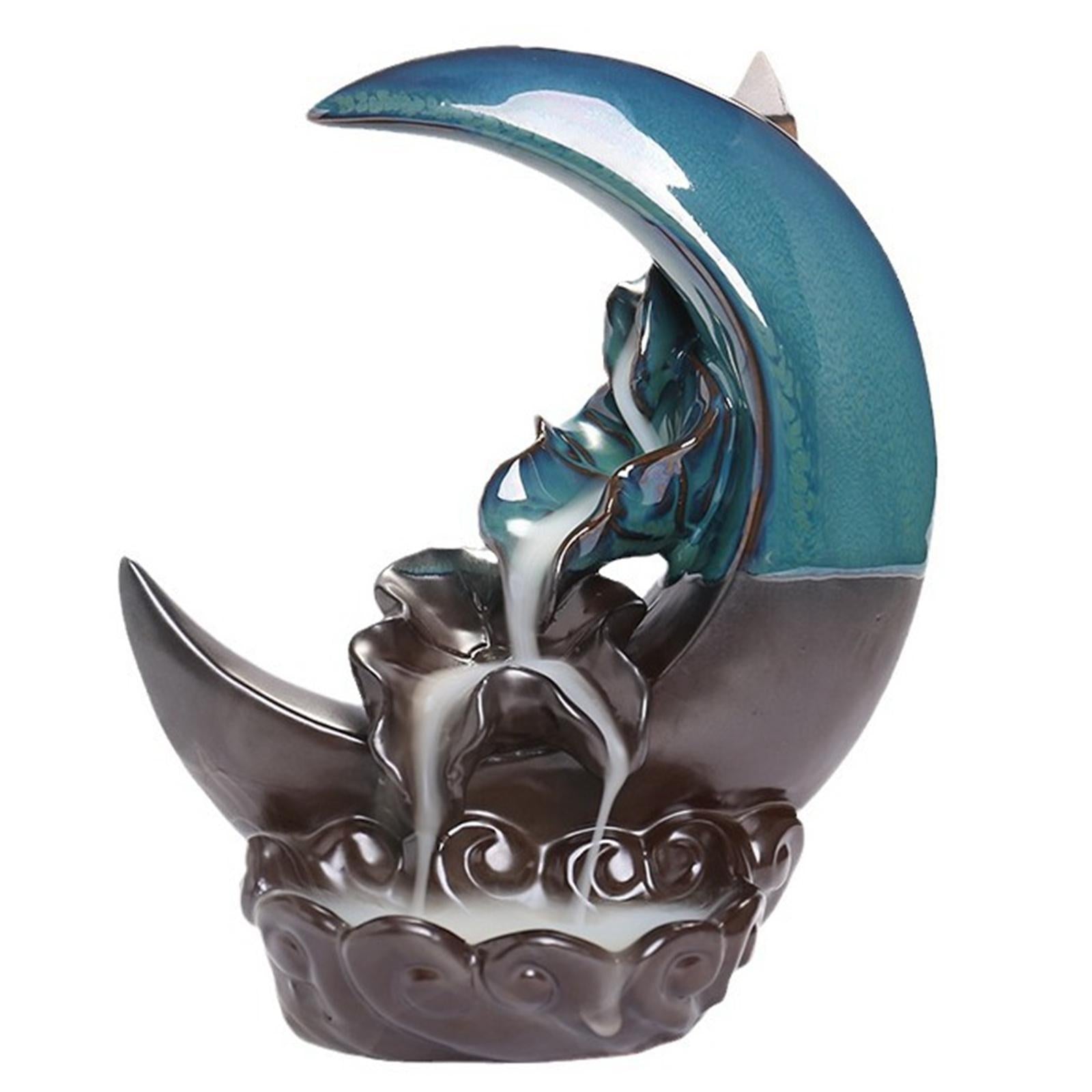 Ceramic Moon Backflow Incense Holder Multipurpose Home Decor for Living Room