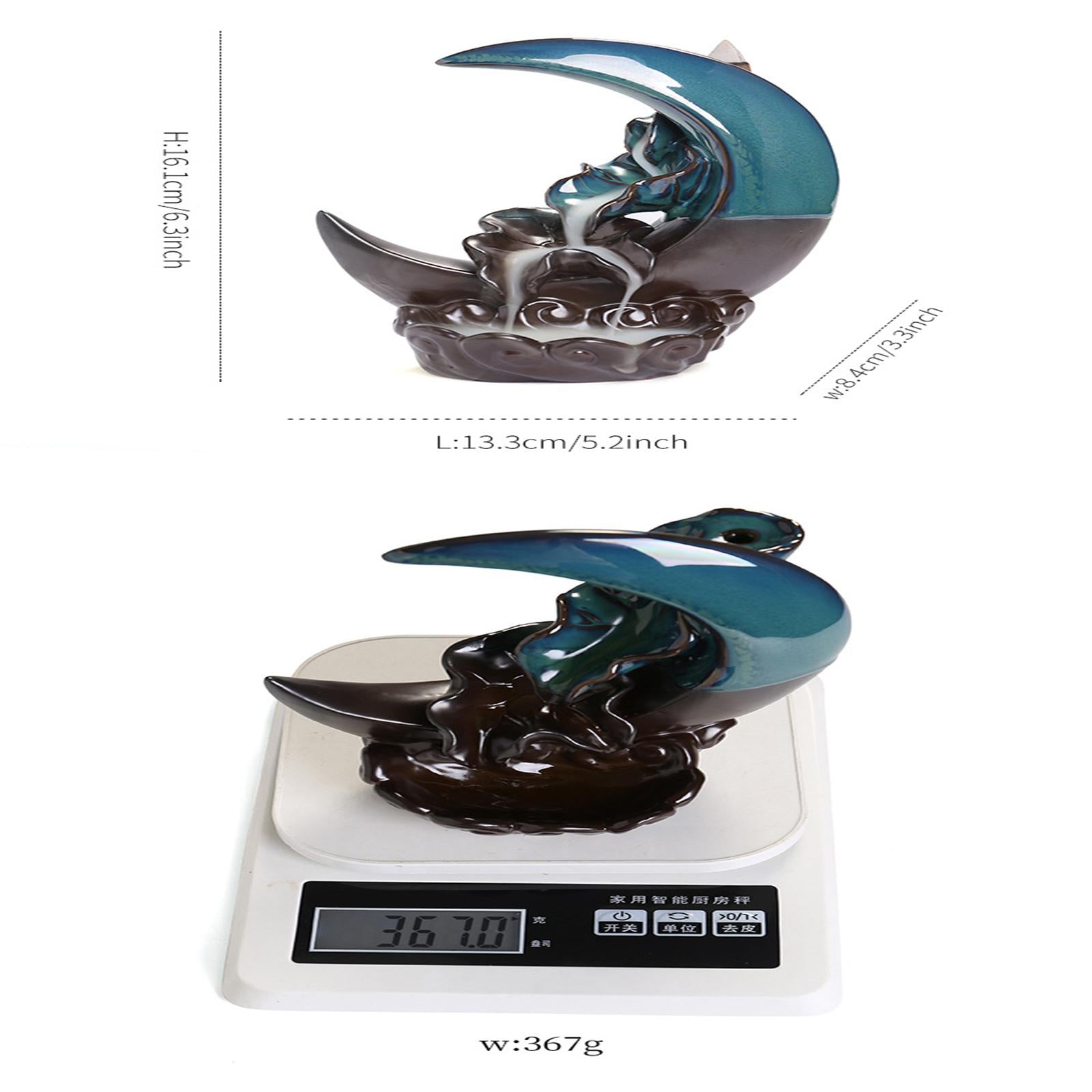 Ceramic Moon Backflow Incense Holder Multipurpose Home Decor for Living Room