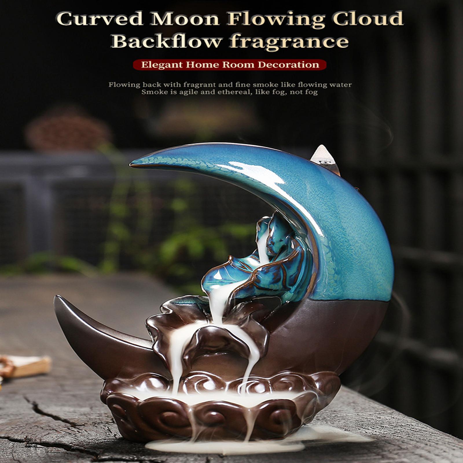 Ceramic Moon Backflow Incense Holder Multipurpose Home Decor for Living Room
