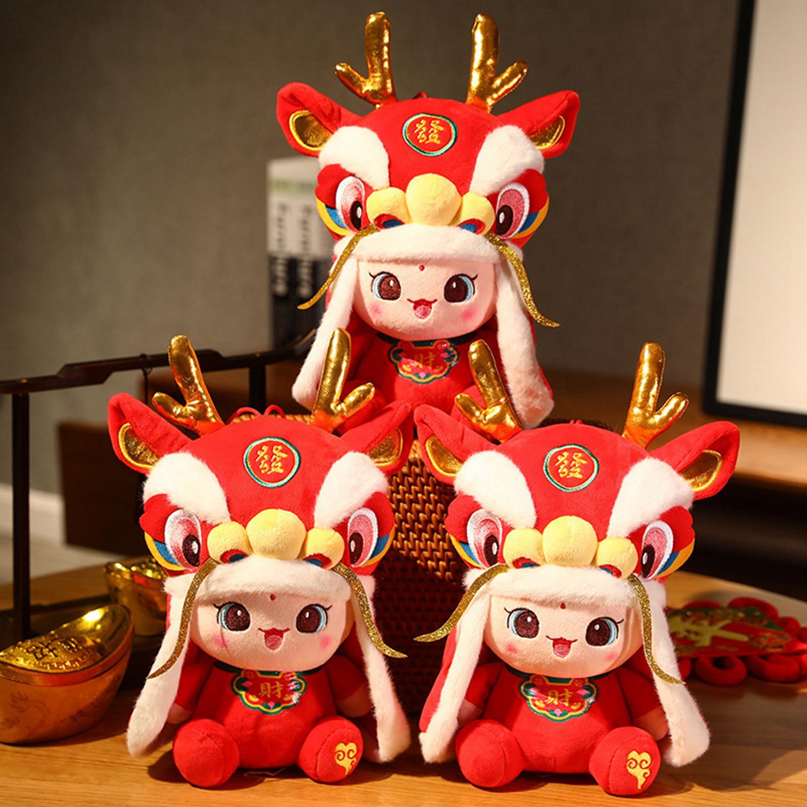 30cm Cartoon Chinese Dragon Stuffed Animal Toy Sofa Pillow for Birthday Gift