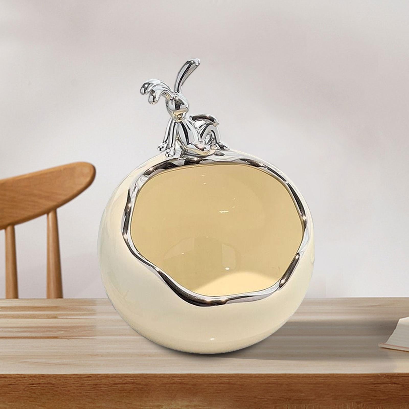 Rabbit Storage Box Statue for Desktop Apartment Decoration Entrance Corridor lazy Milky white