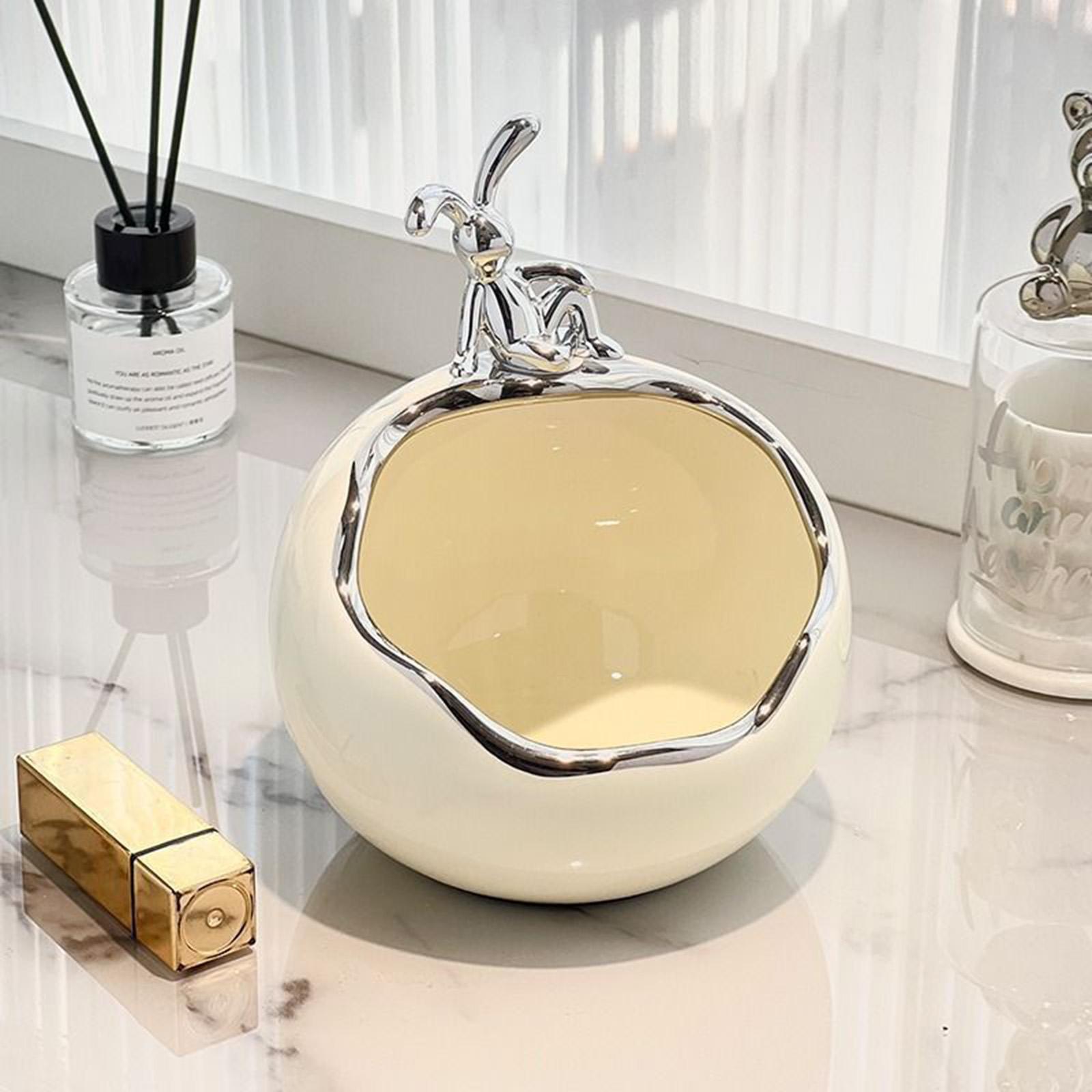 Rabbit Storage Box Statue for Desktop Apartment Decoration Entrance Corridor lazy Milky white