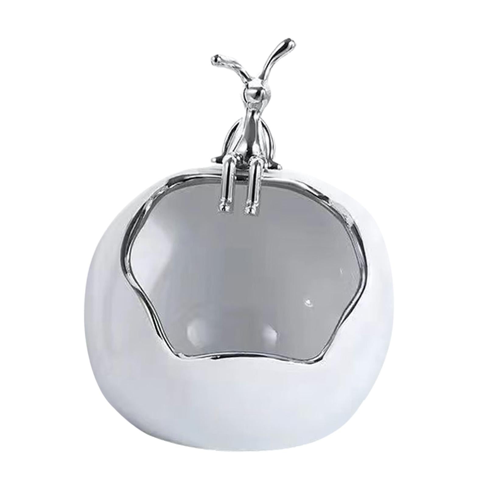Rabbit Storage Box Statue for Desktop Apartment Decoration Entrance Corridor Sitting white