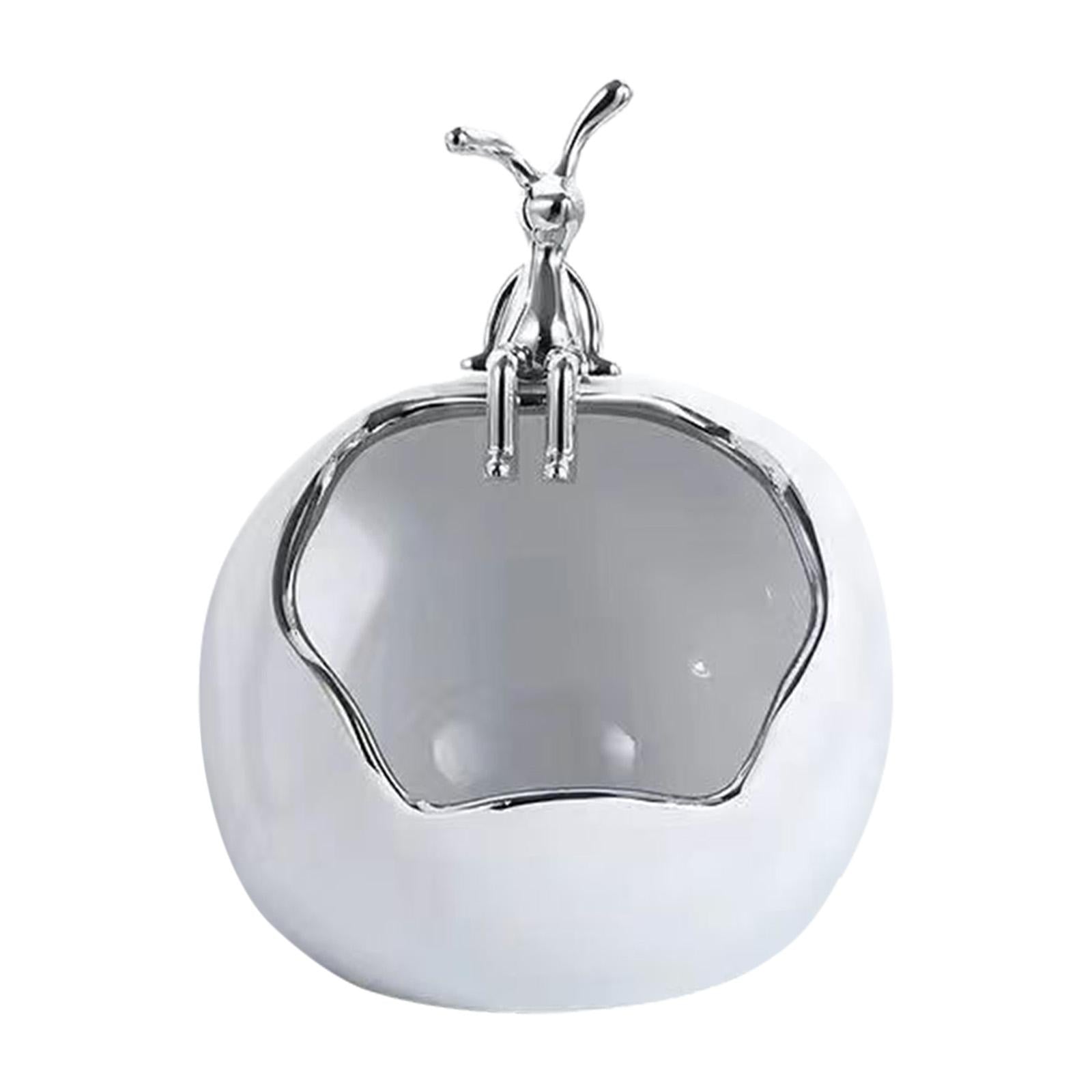Rabbit Storage Box Statue for Desktop Apartment Decoration Entrance Corridor Sitting white